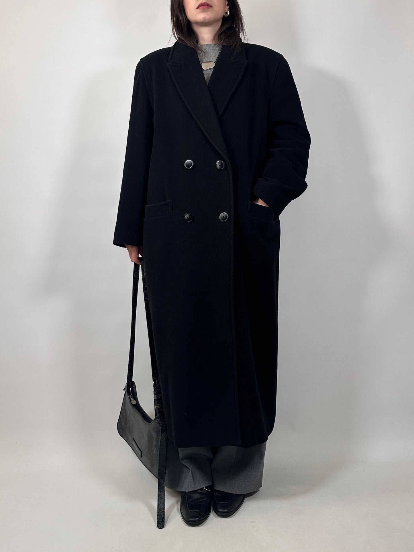 Vintage Long Black Wool Coat