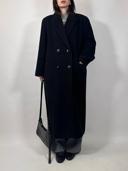 Vintage Long Black Wool Coat