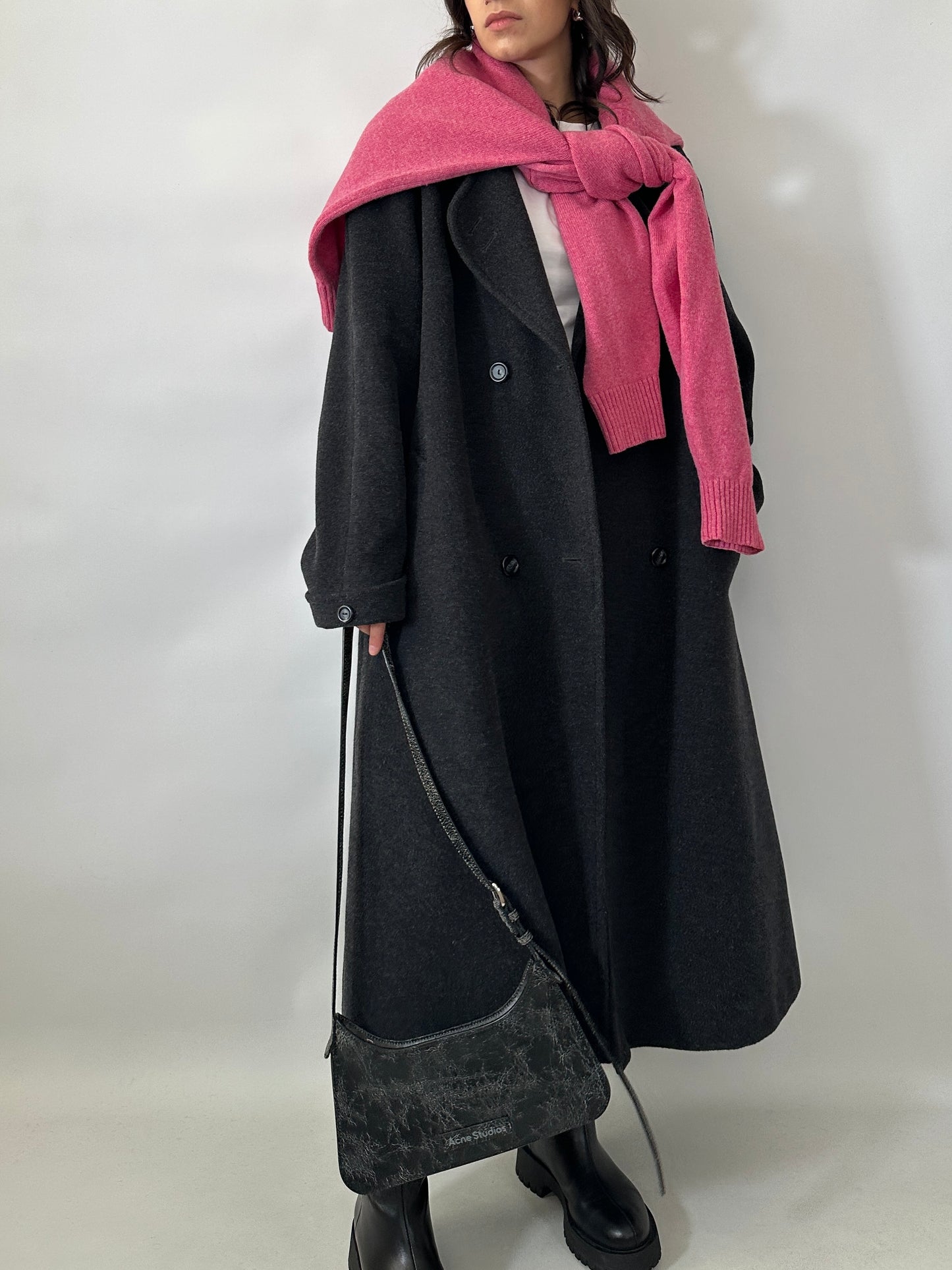 Vintage wool and kid mohair long coat - oversized fit