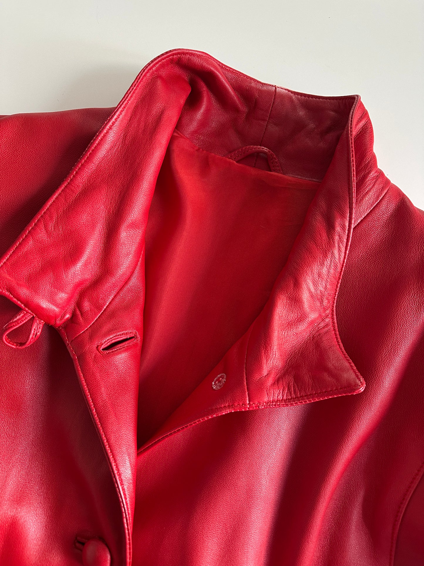 Vintage Red Leather Statement Jacket