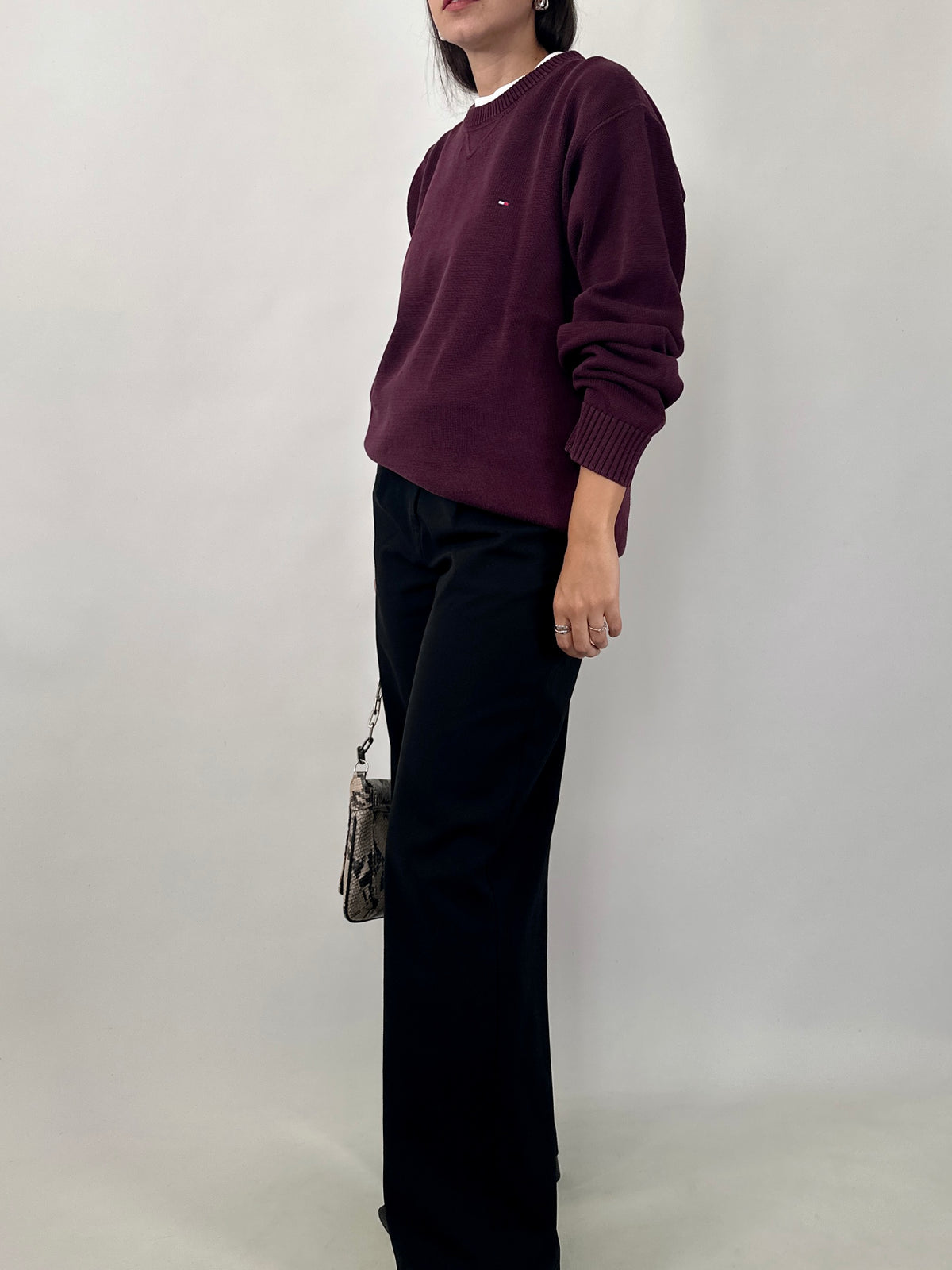 Tommy Hilfiger Burgundy Cotton Sweater