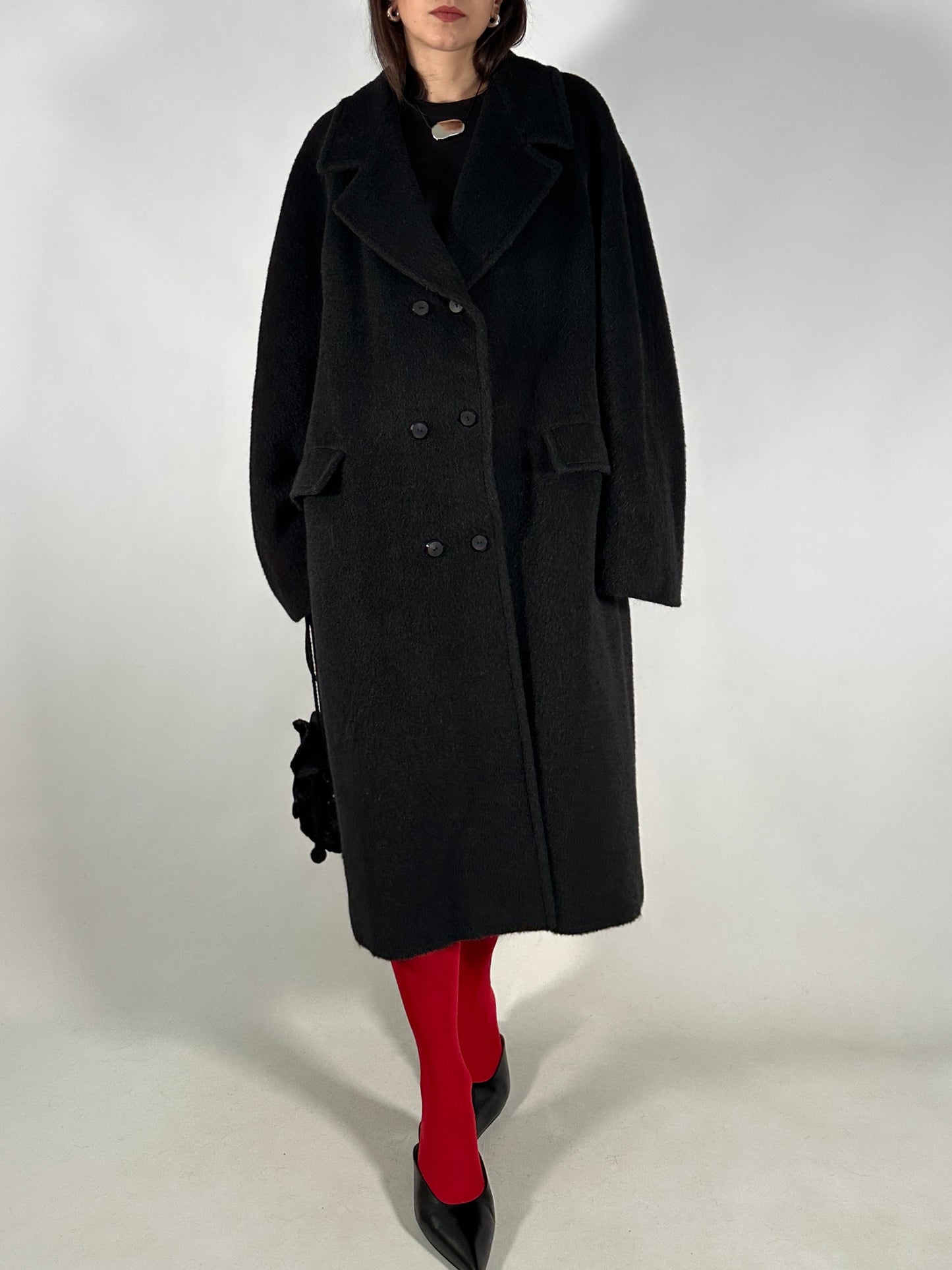 Vintage Black Alpaca Coat