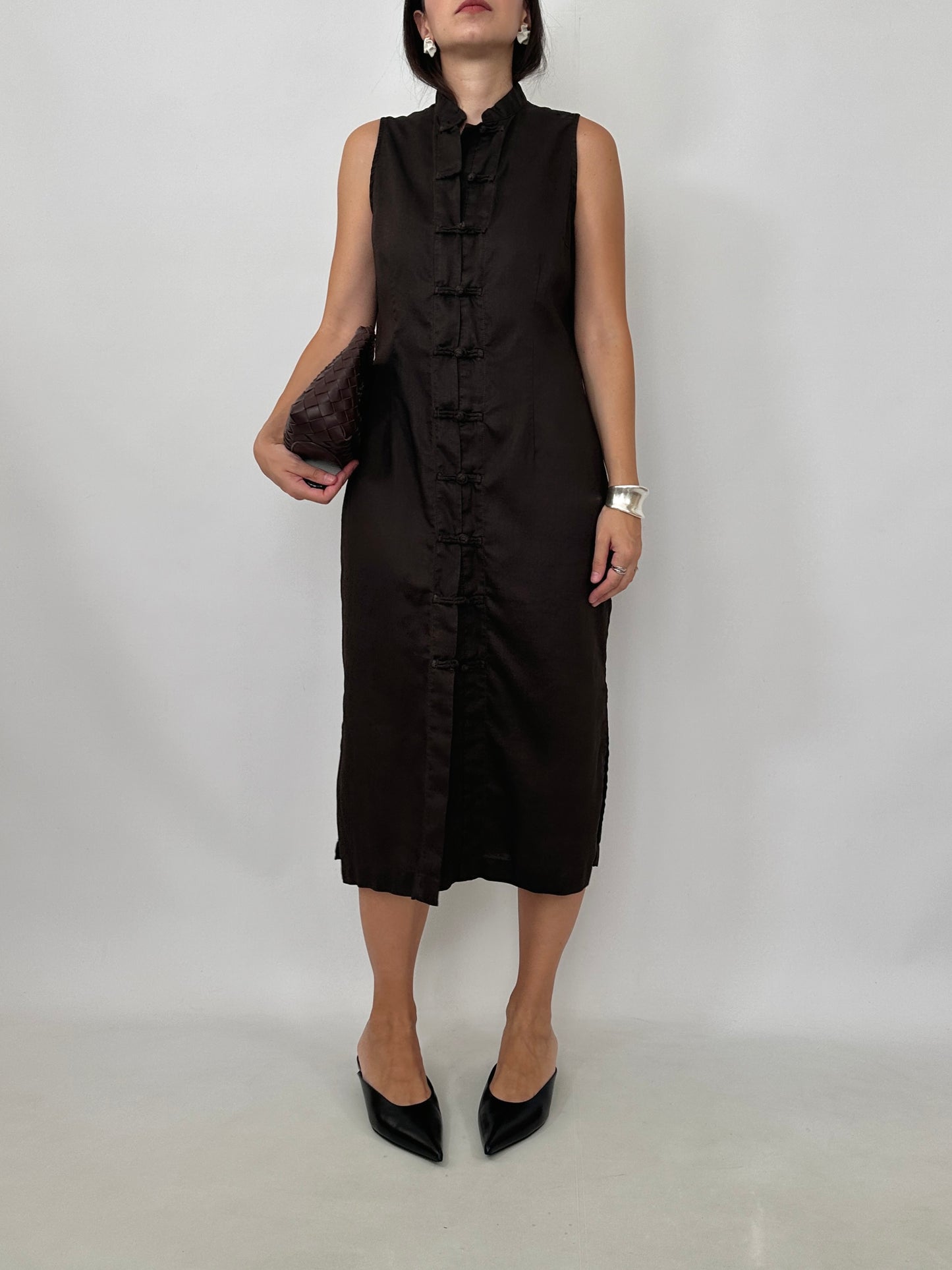 Chocolate Midi Mandarin Dress