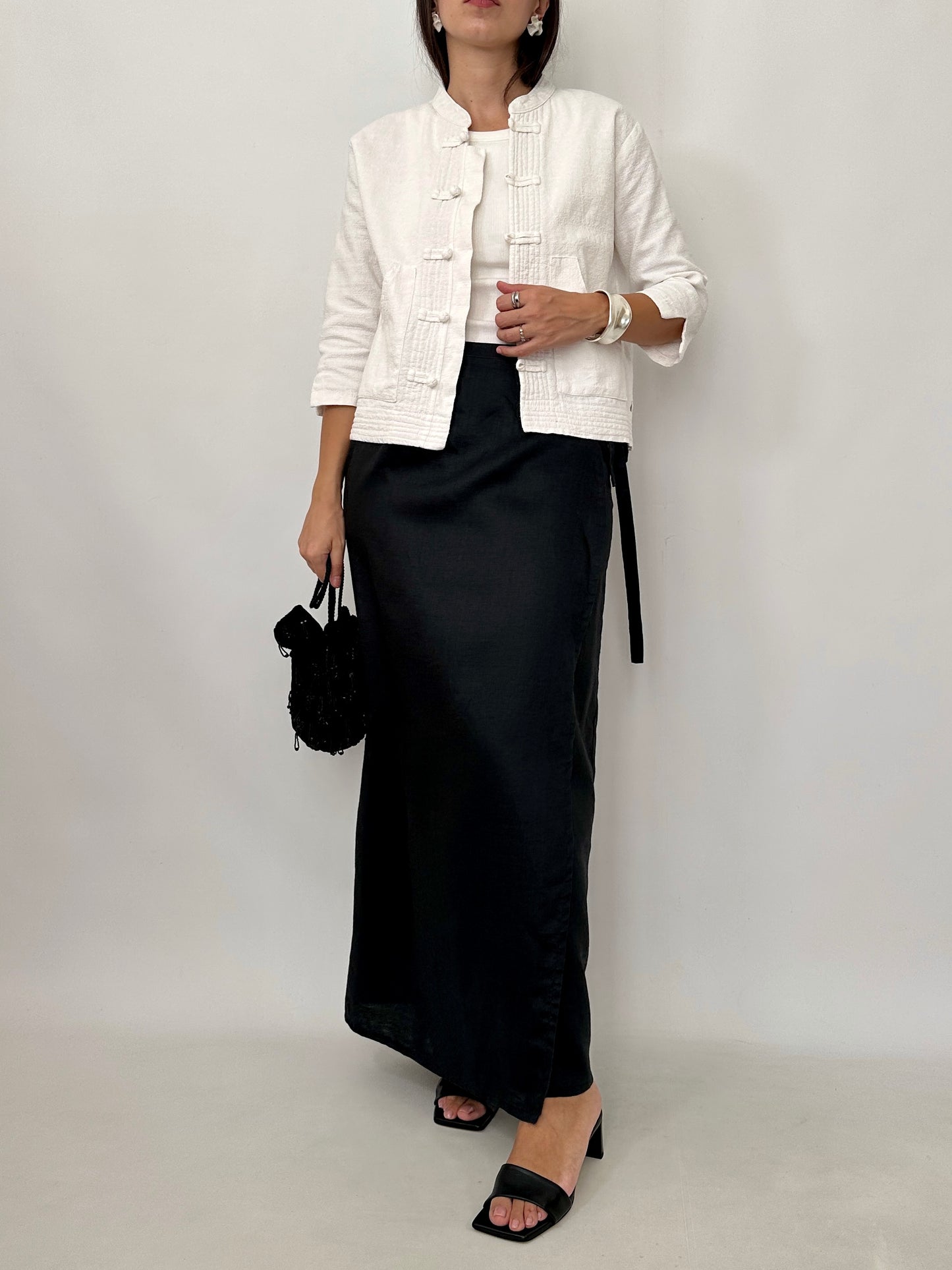 Boxy Textured Frog Closure Jacket