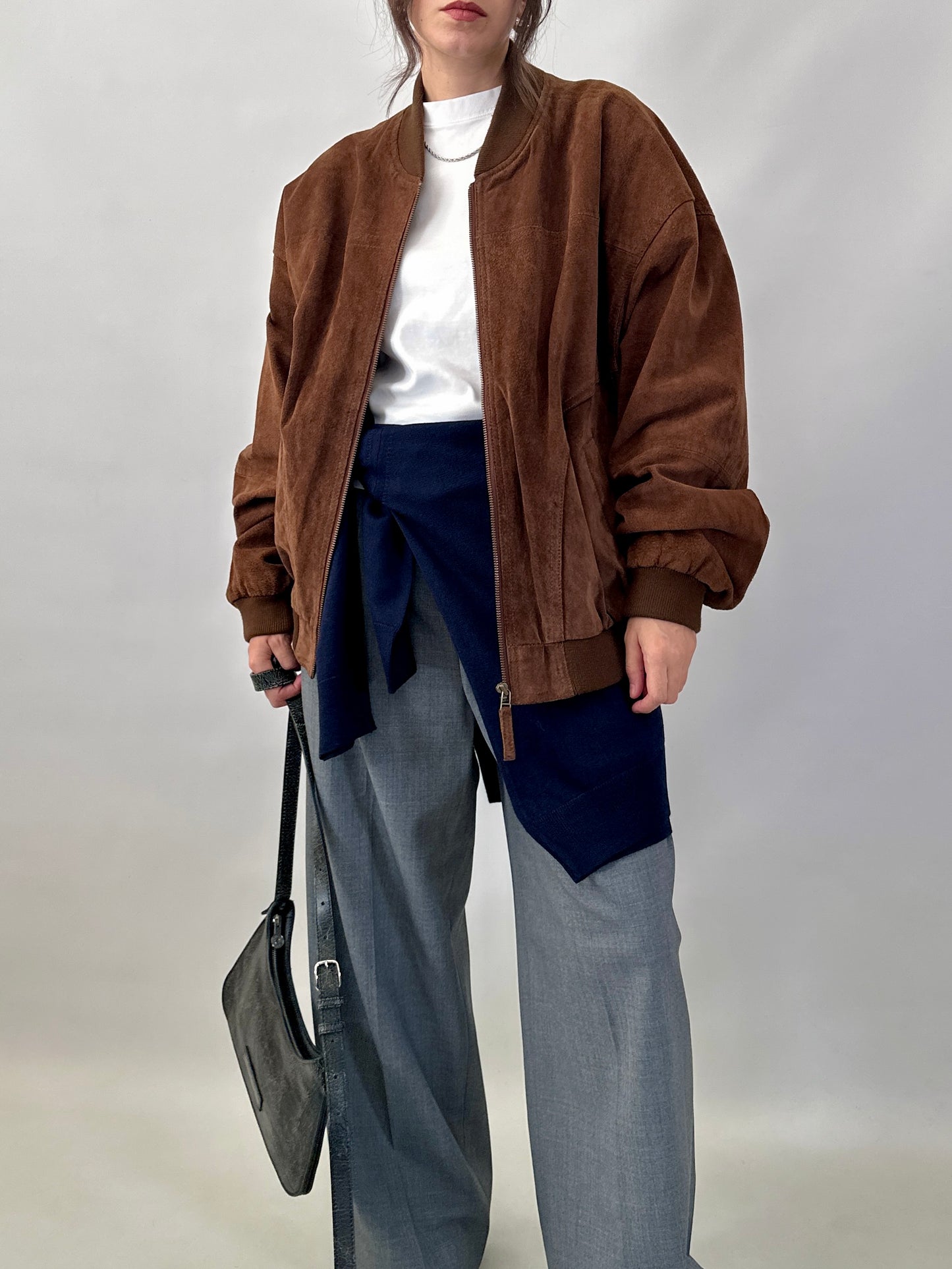 Real suede bomber jacket