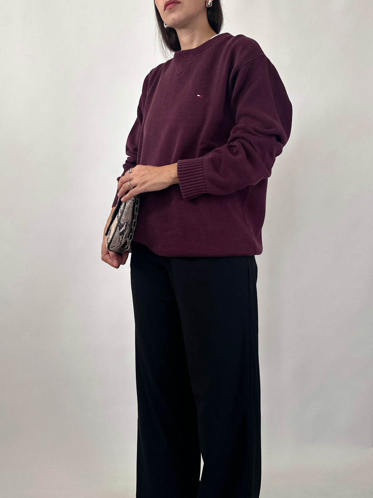 Tommy Hilfiger Burgundy Cotton Sweater