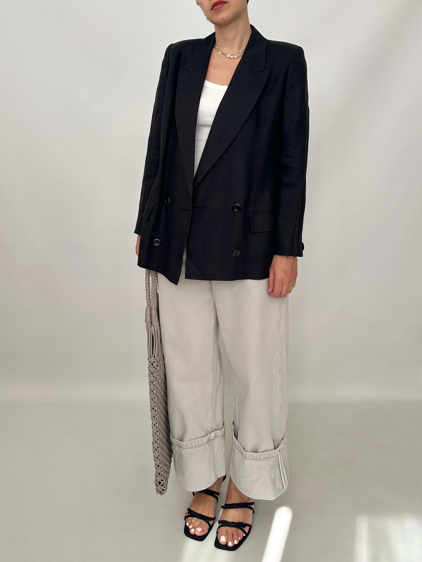 Timeless grey linen blazer