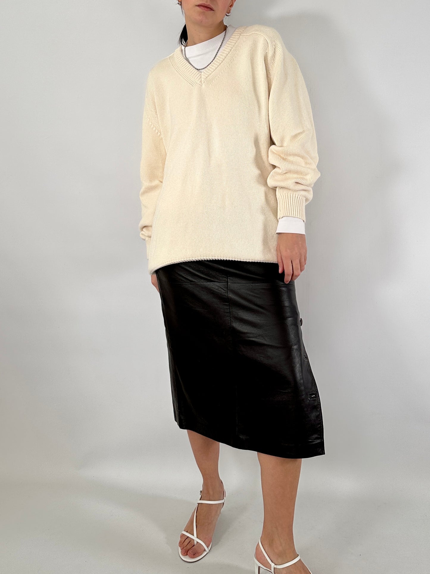 Brown soft leather pencil skirt