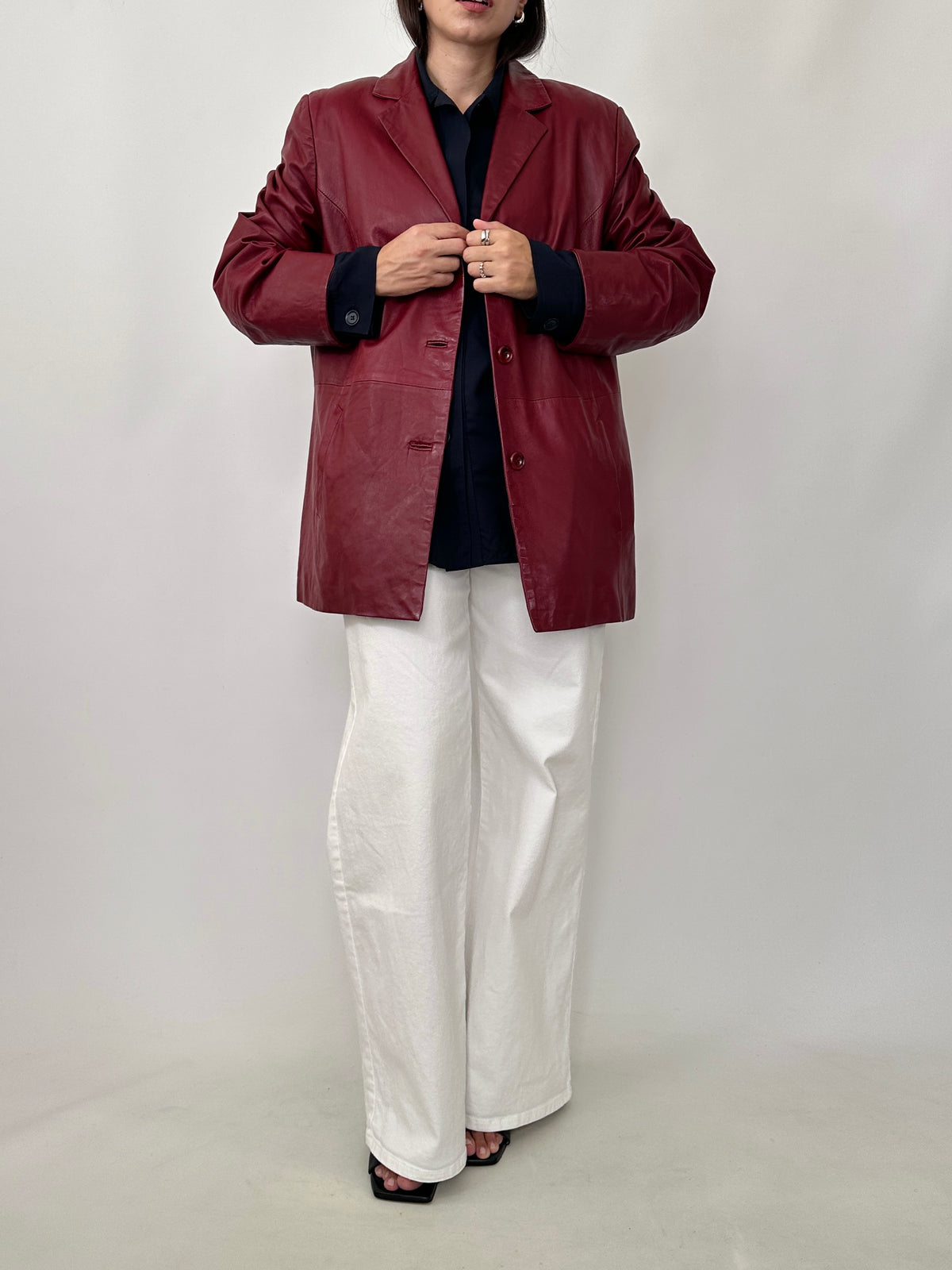 Vintage Burgundy Leather Blazer