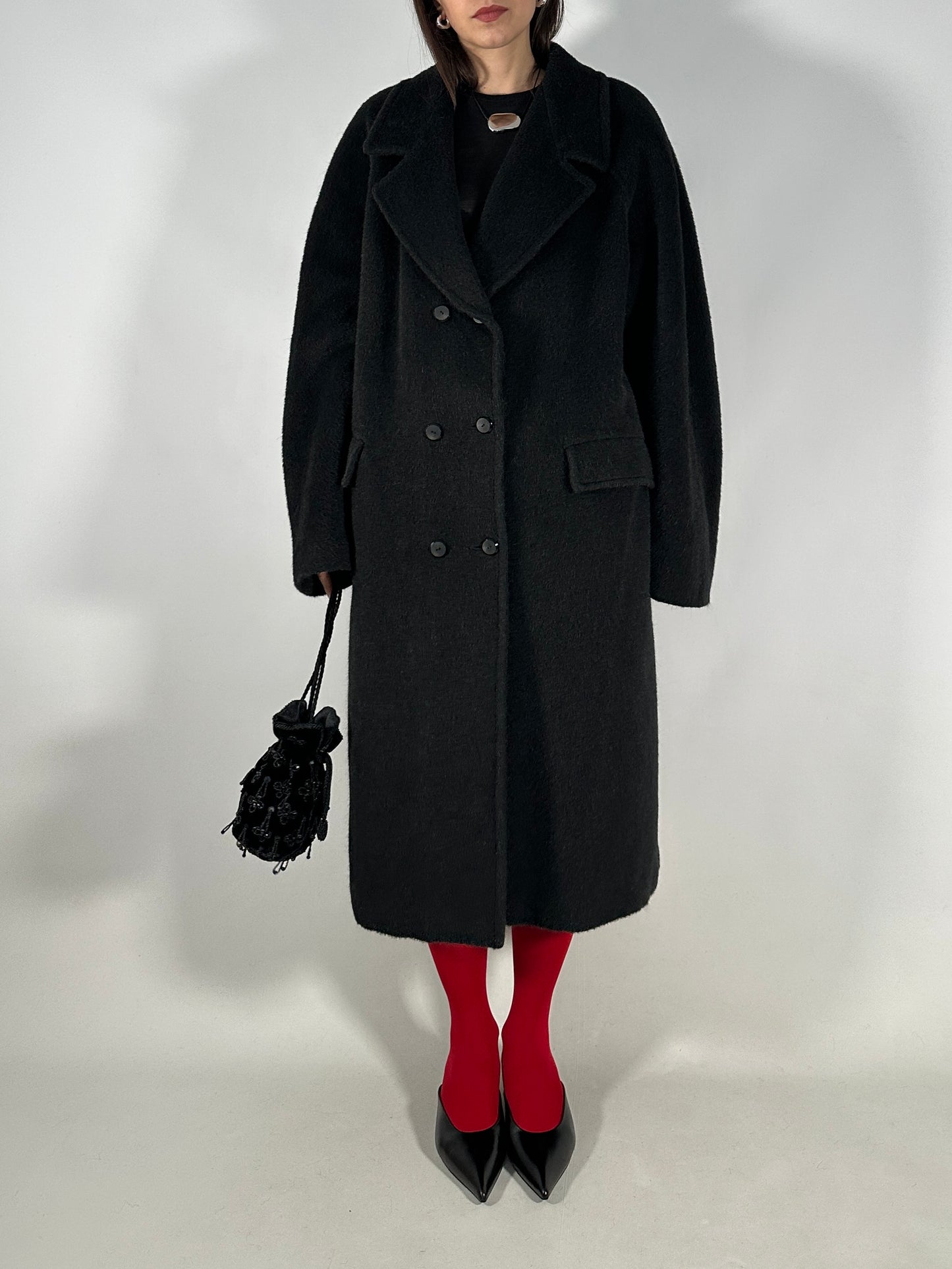 Vintage Black Alpaca Coat