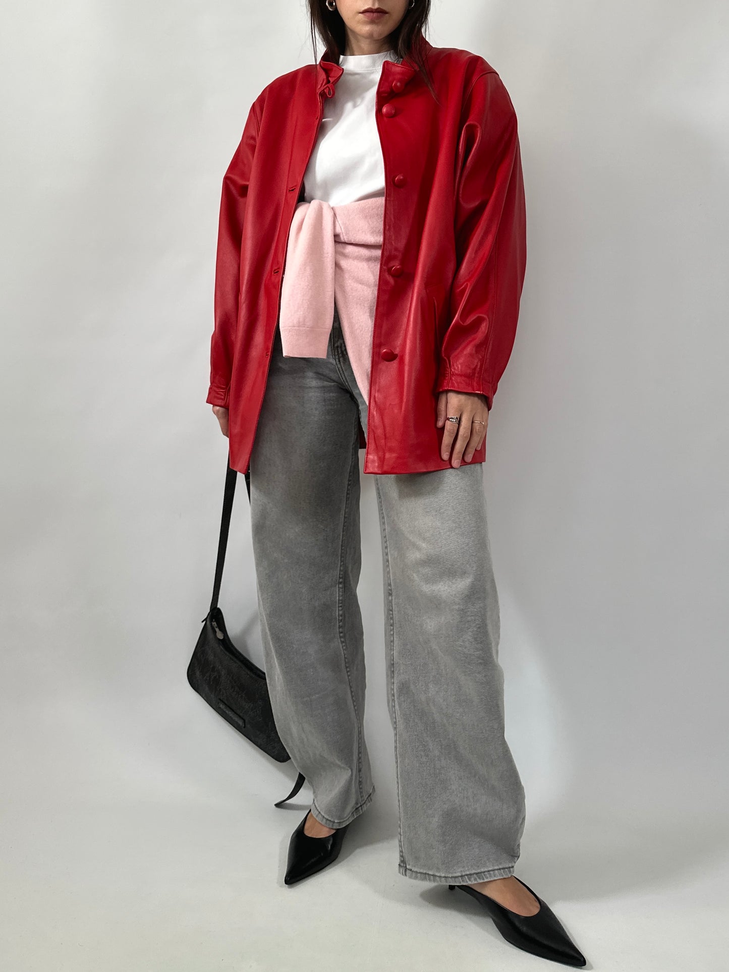 Vintage Red Leather Statement Jacket
