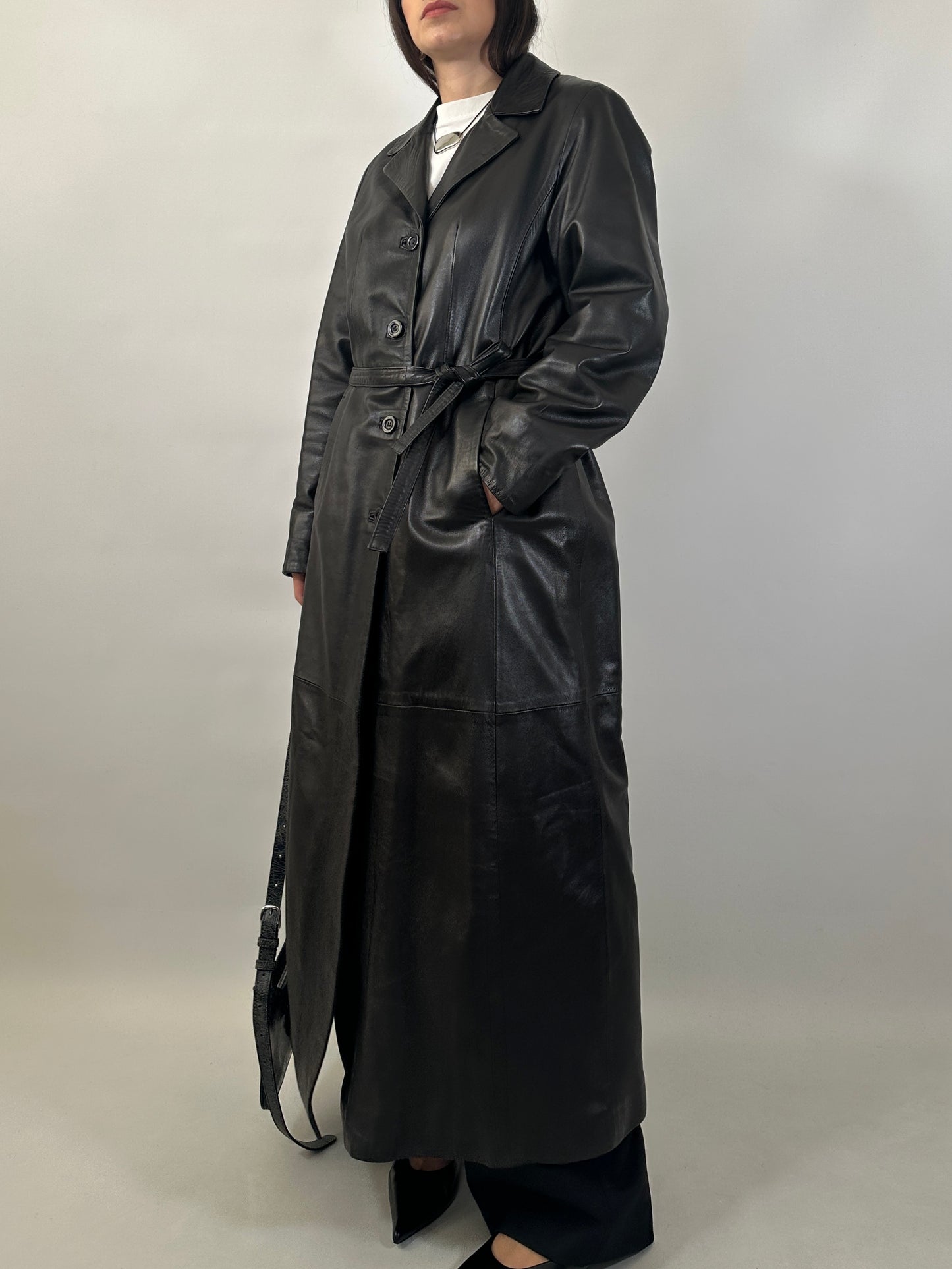 Extra-Long Soft Leather Coat