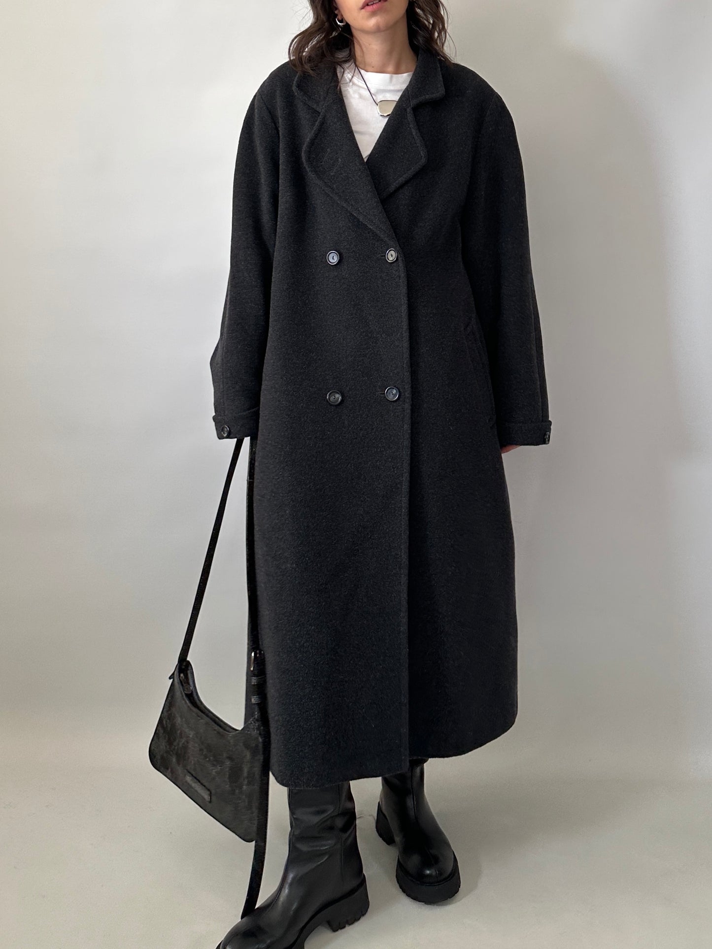 Vintage wool and kid mohair long coat - oversized fit