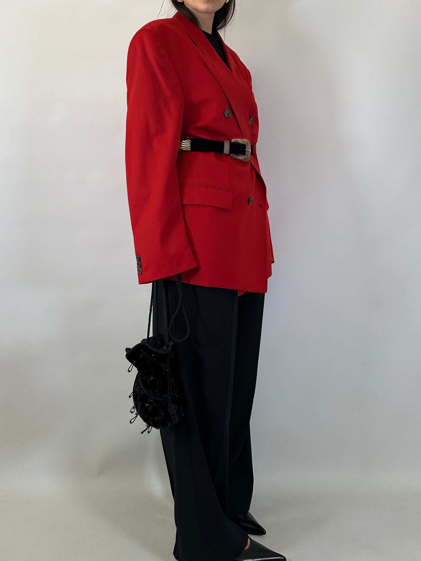 Vintage Oversize Red Wool Blazer