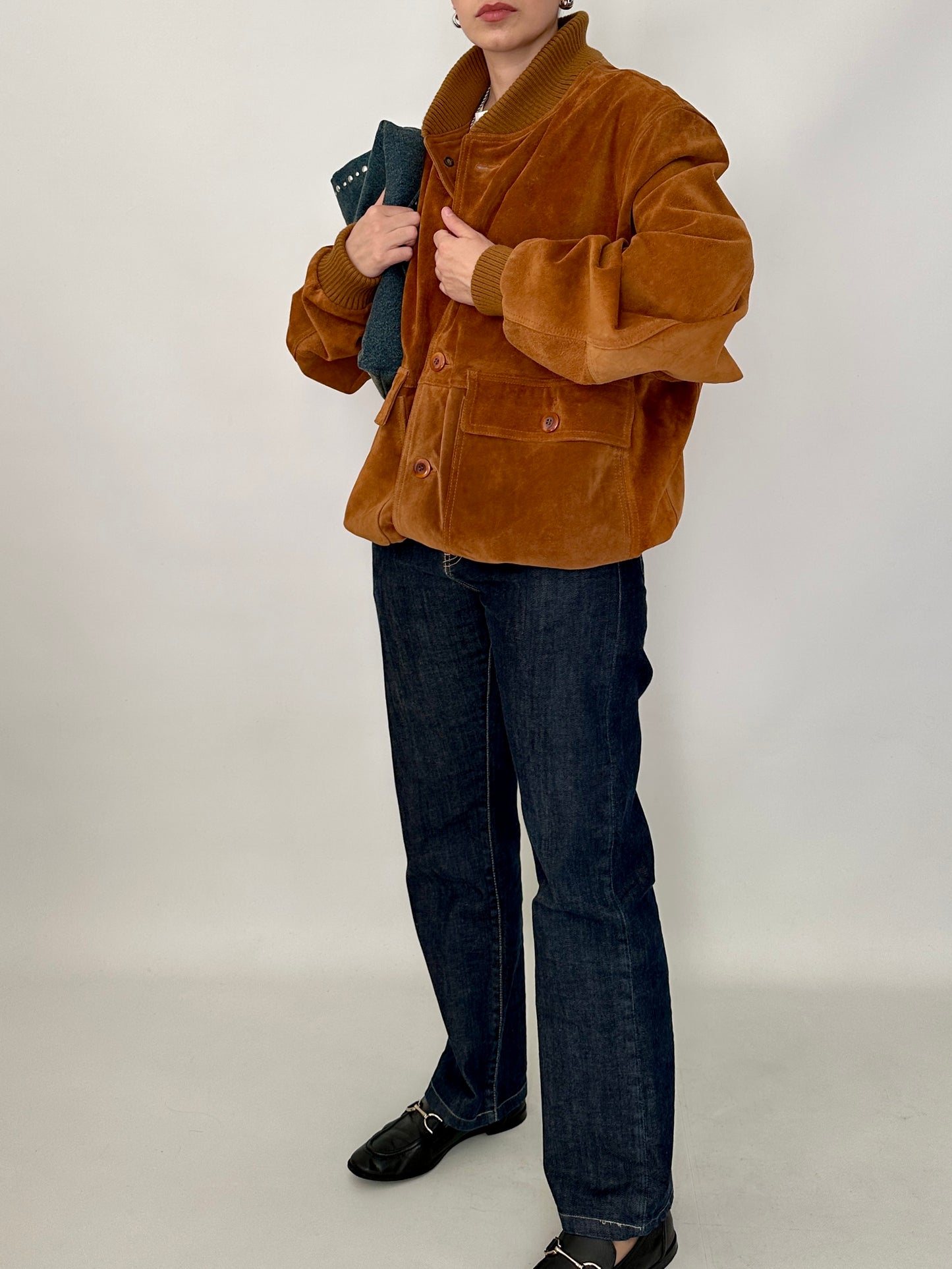 Vintage suede bomber jacket