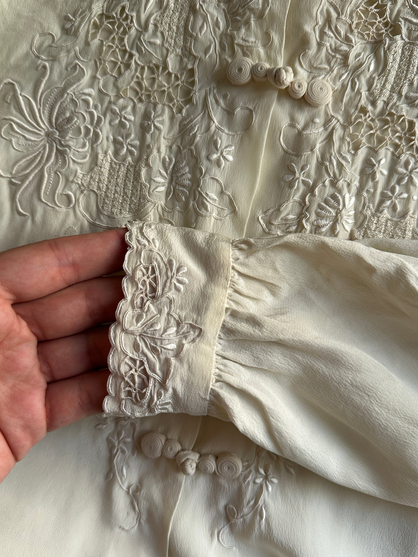 Hand-Embroidered Vintage Chinese Silk Blouse