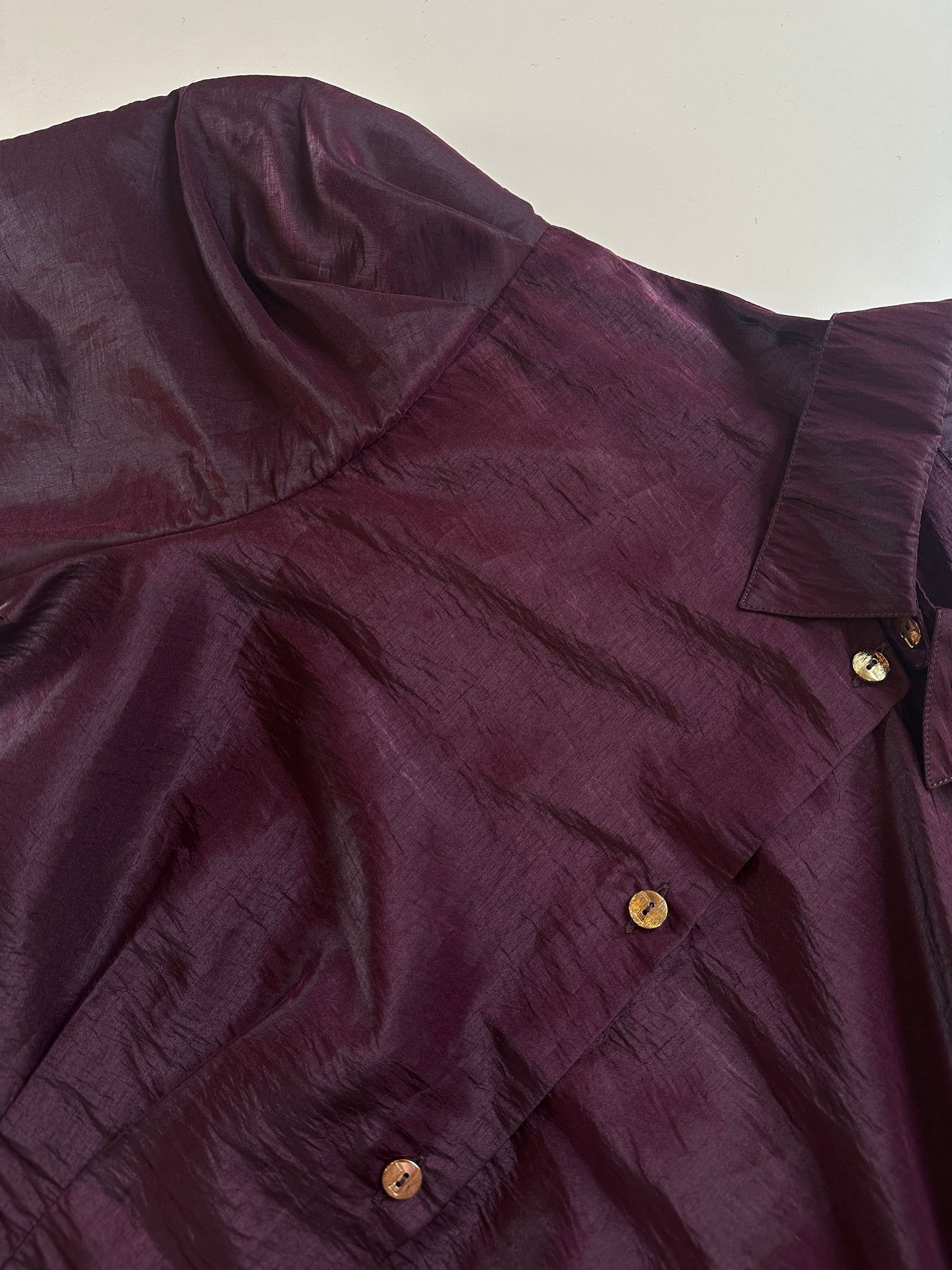Vintage Burgundy Puff Sleeve Shirt