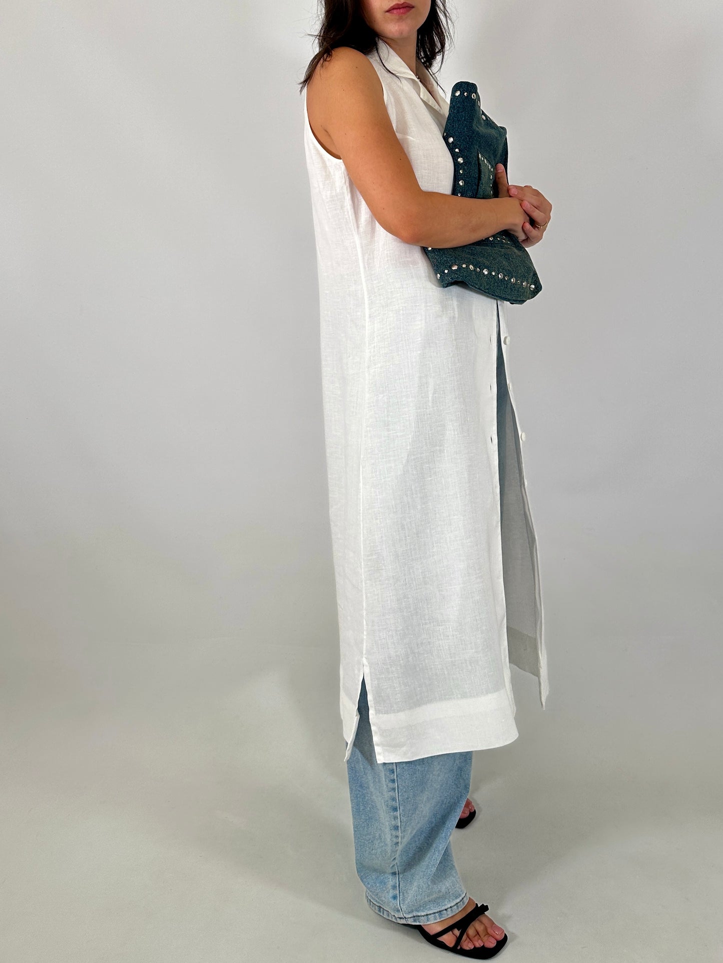 Pure linen chemisier dress