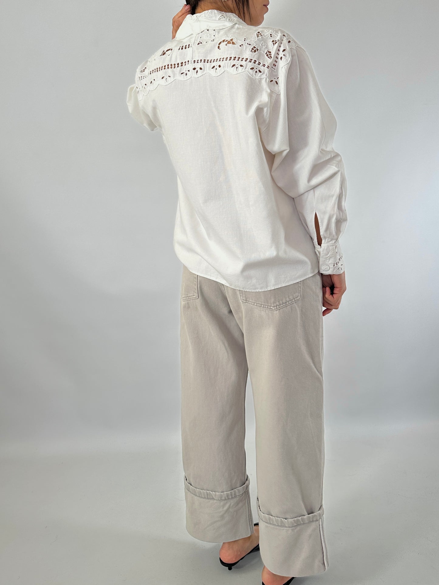 Hand-embroidered vintage white shirt