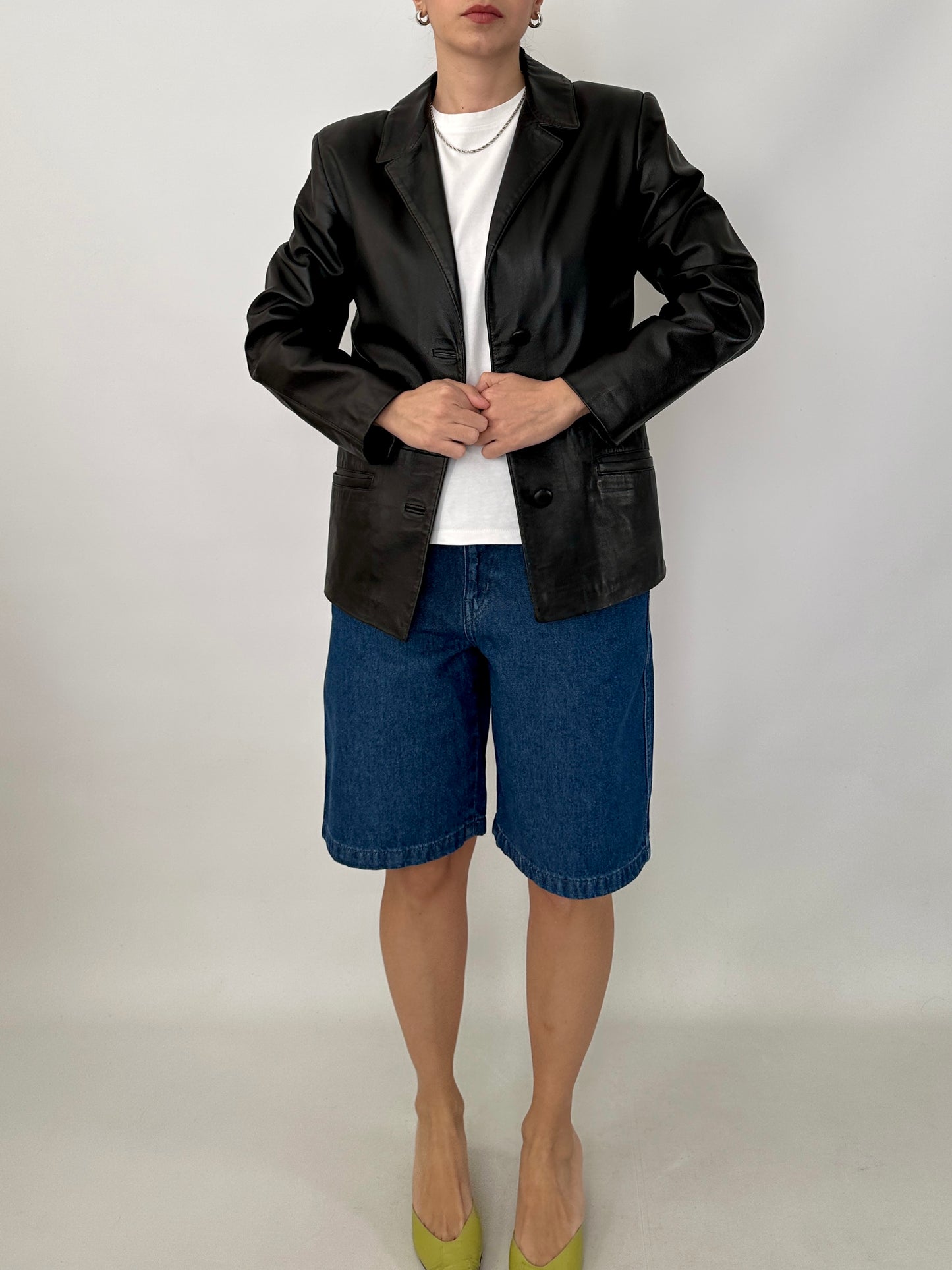 Slim fit vintage leather blazer