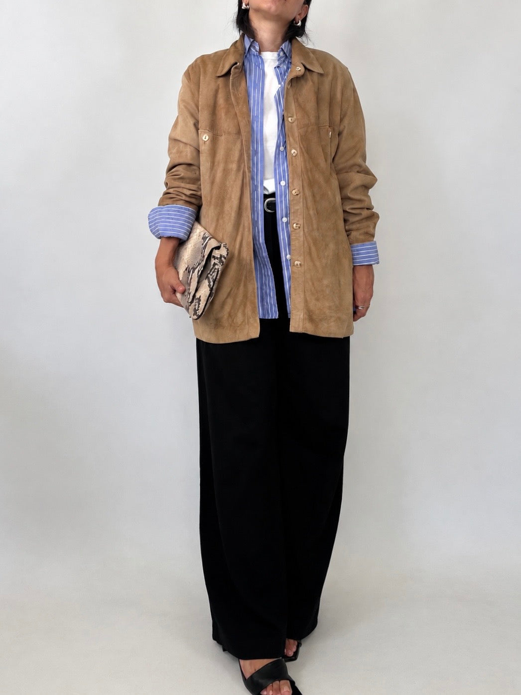 Beige Suede Shirt Jacket