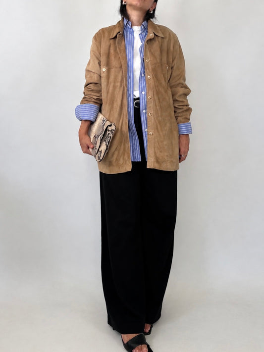 Beige Suede Shirt Jacket