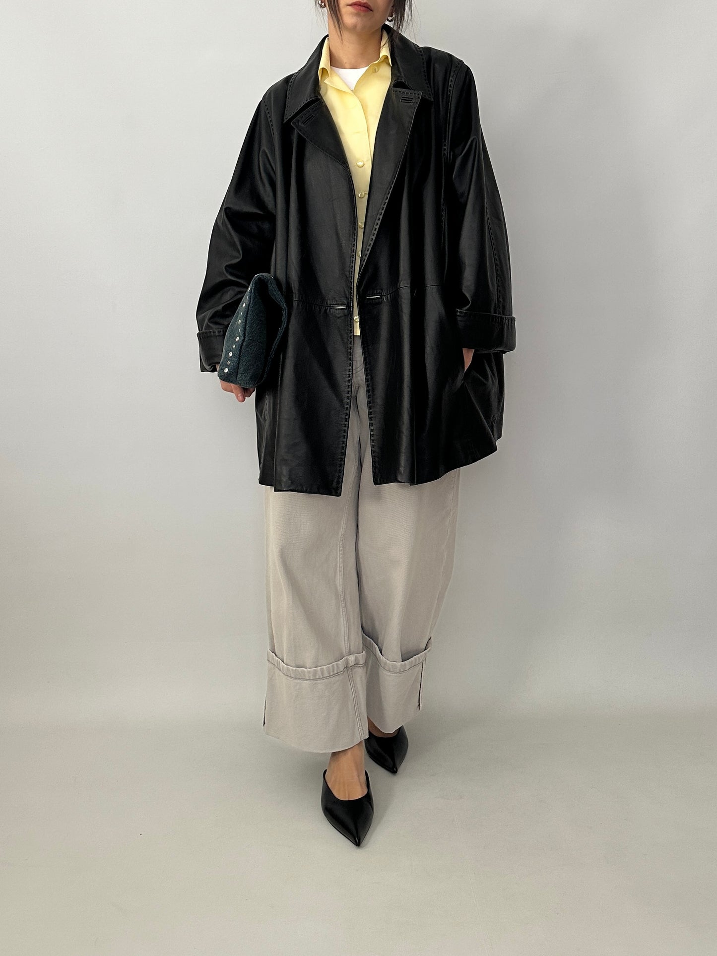 Caban in soft genuine leather