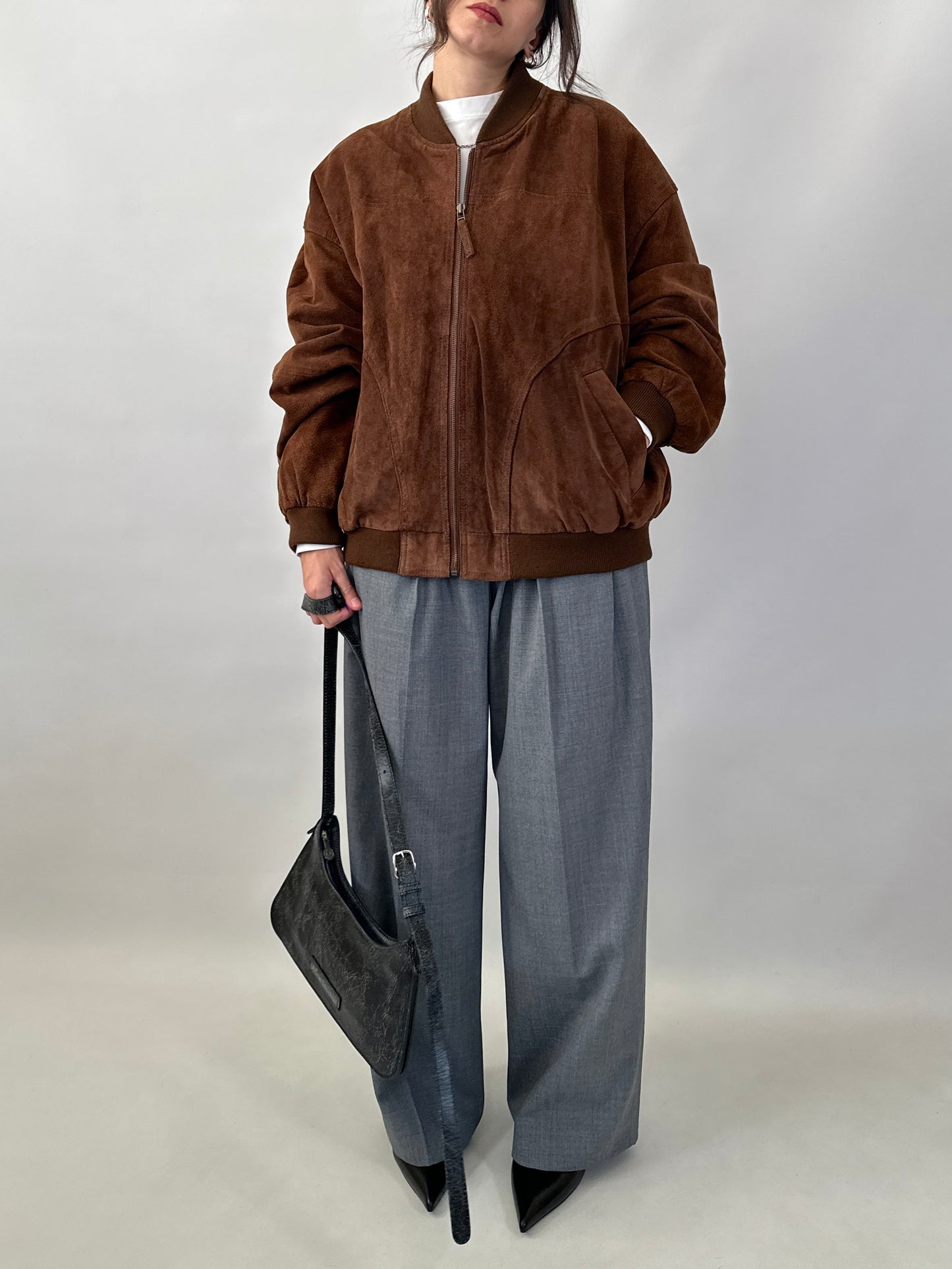 Real suede bomber jacket