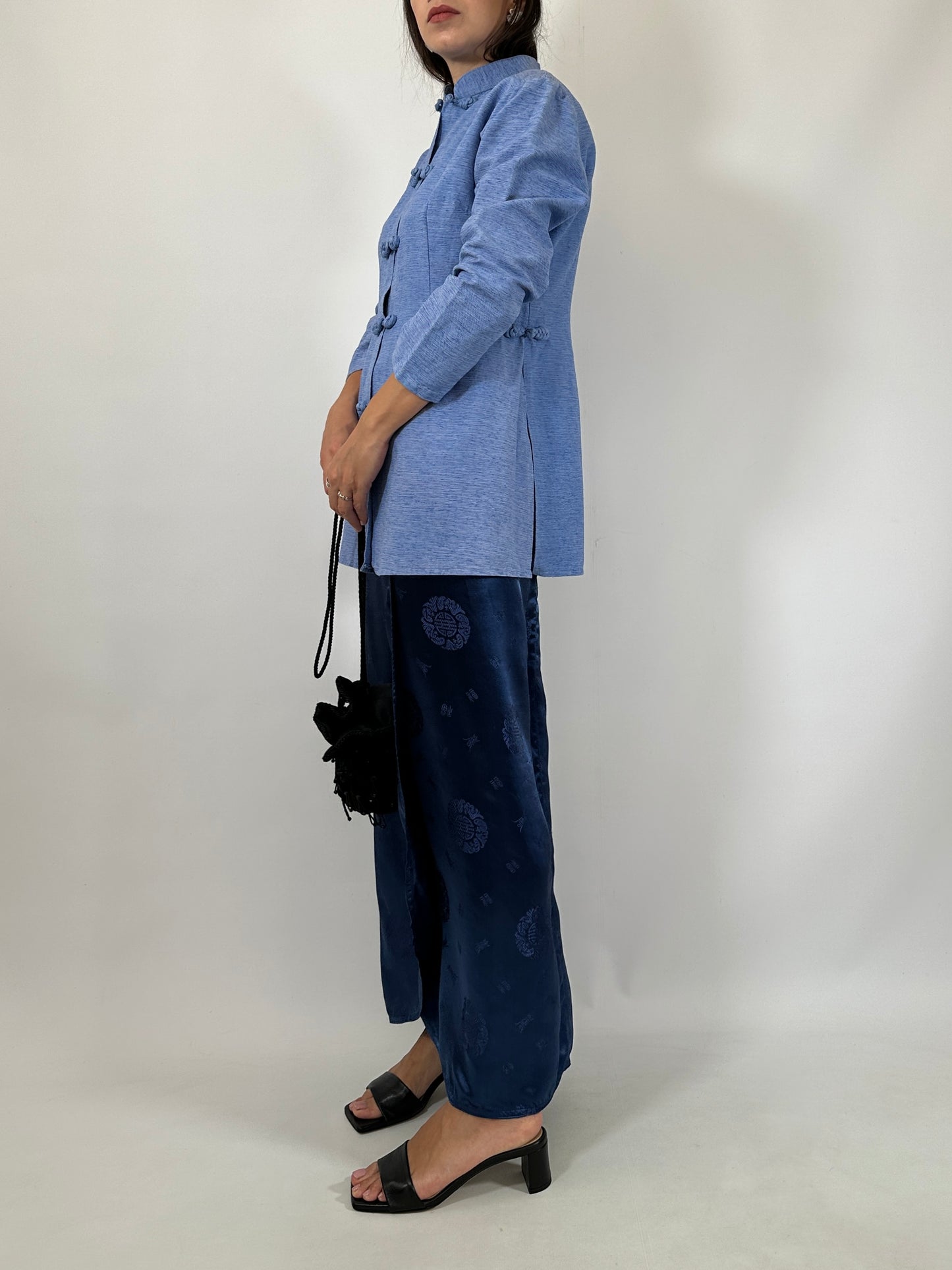 Blue Natural Silk Oriental Shirt