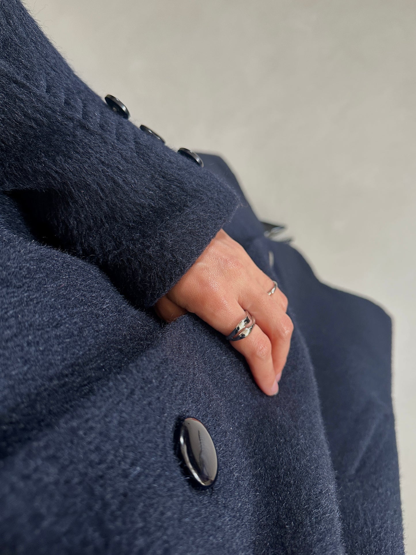 Long Blue Lama and Wool Coat