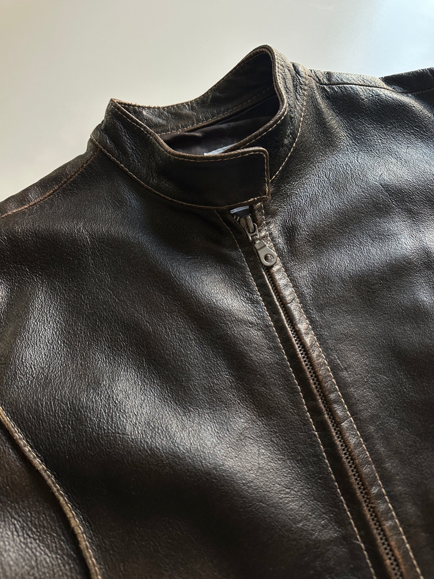 Vintage Leather Café Racer Jacket