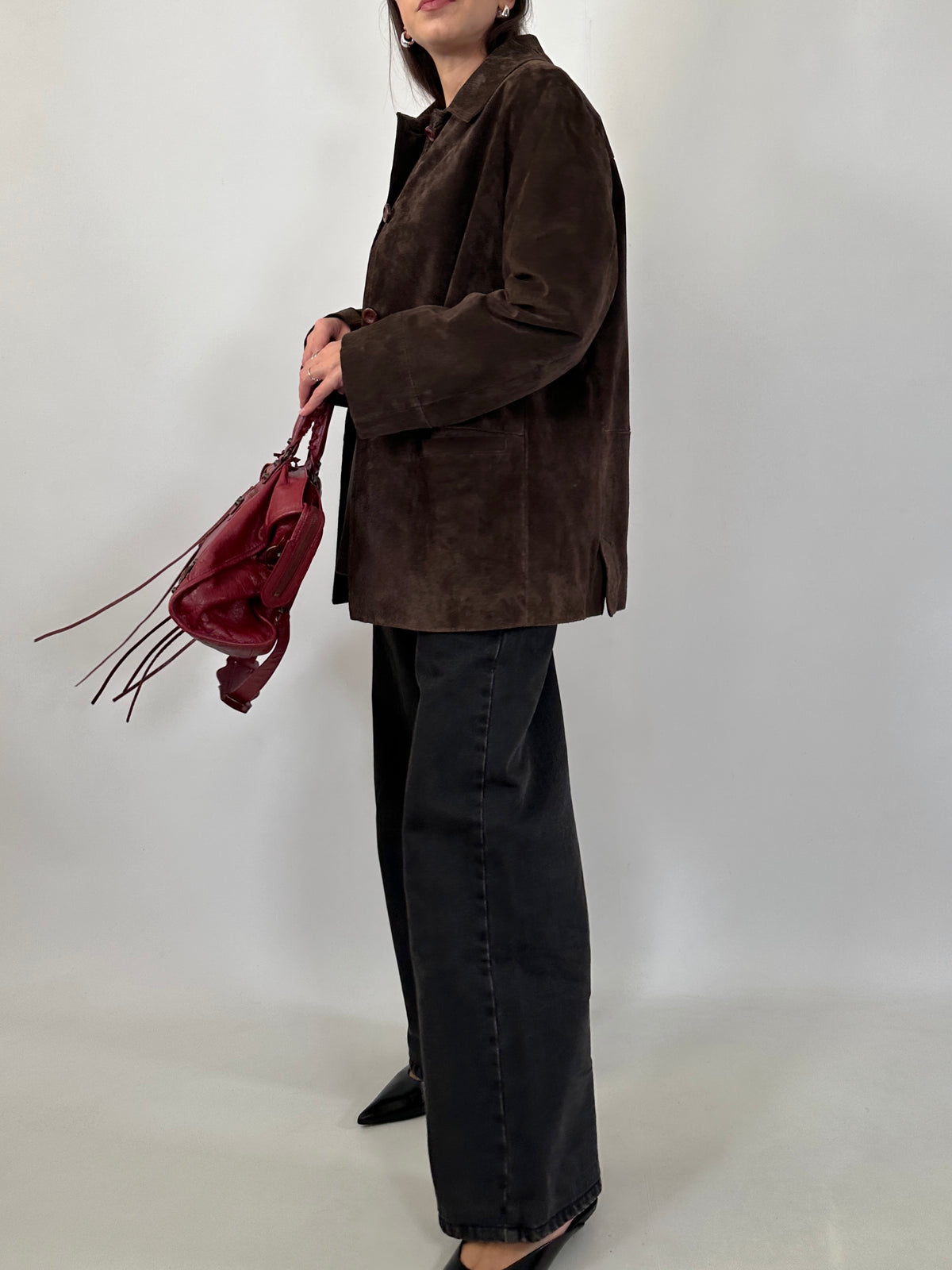 Vintage Dark Brown Suede Jacket