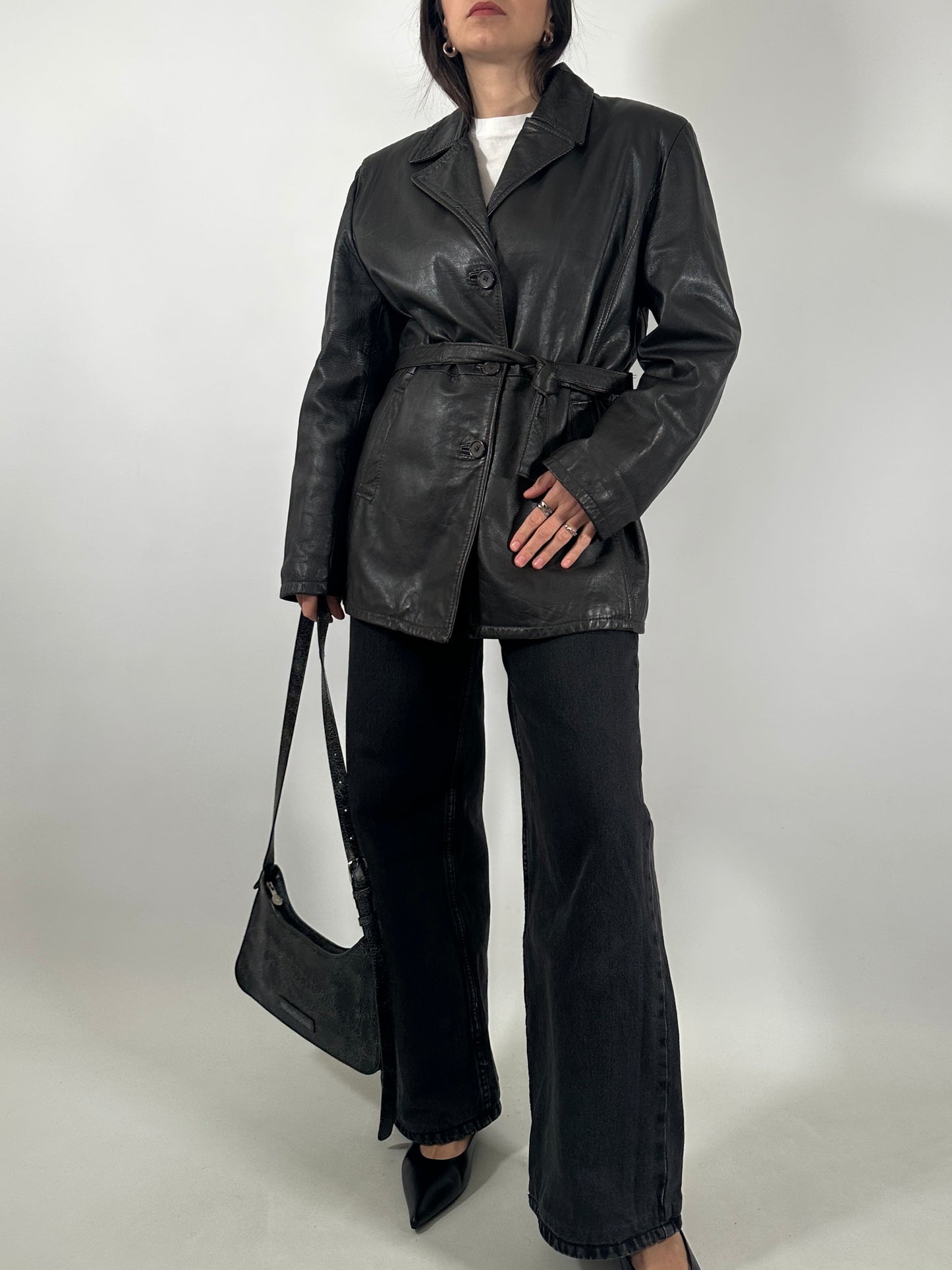 Belted Brown Leather Jacket