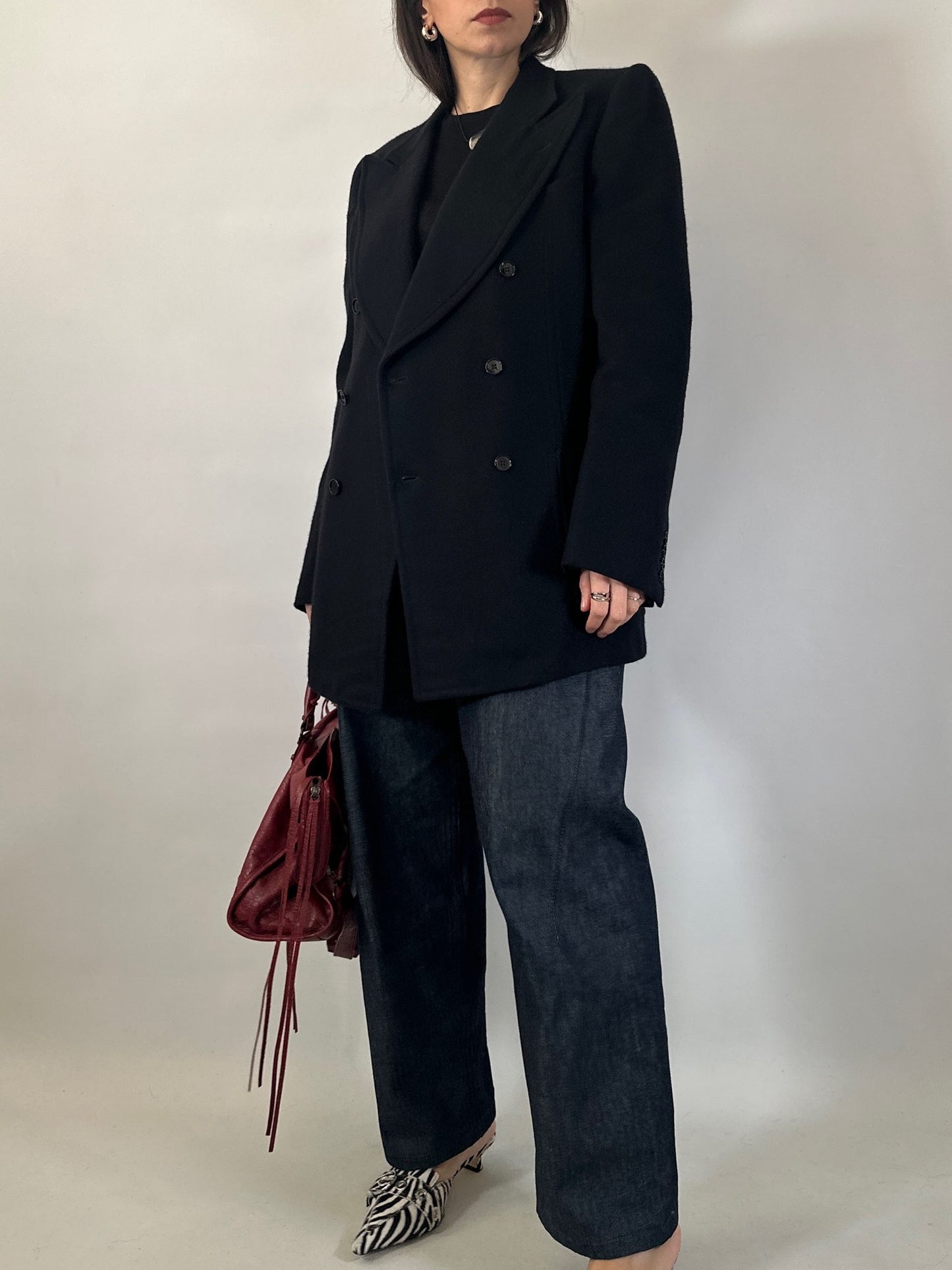 Vintage Black Structured Wool Blazer