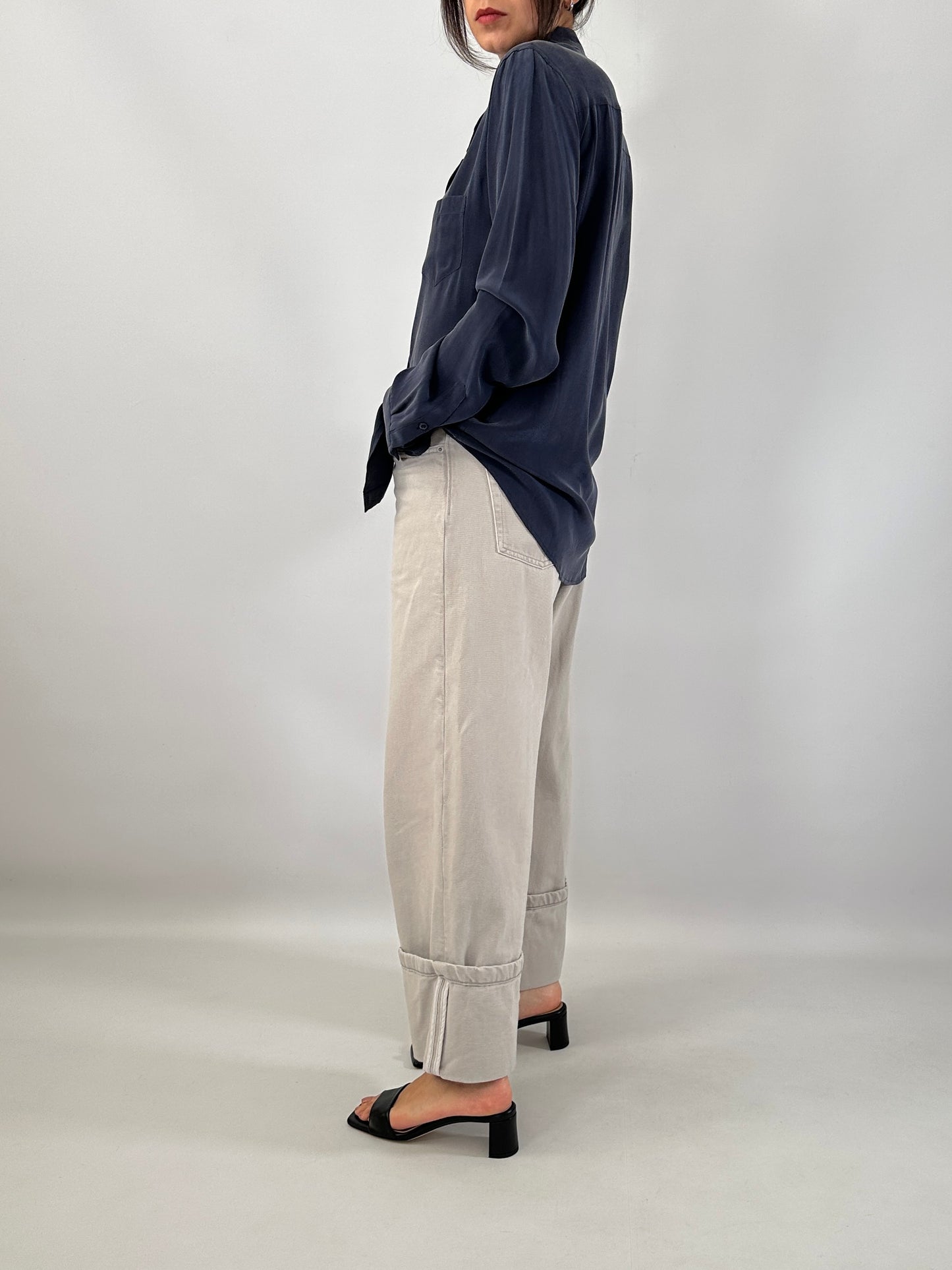 Essential washed silk blue shirt