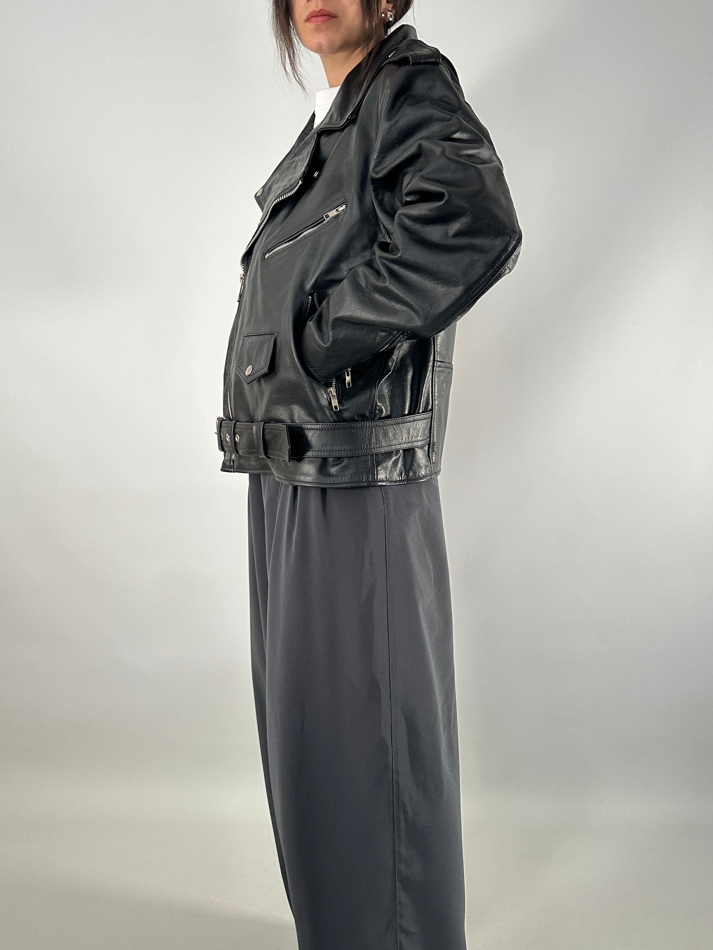 Iconic biker jacket in genuine leather