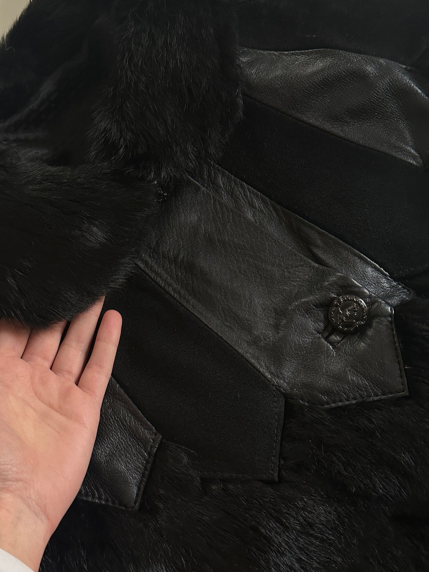 Vintage Fur & Leather Panel Jacket