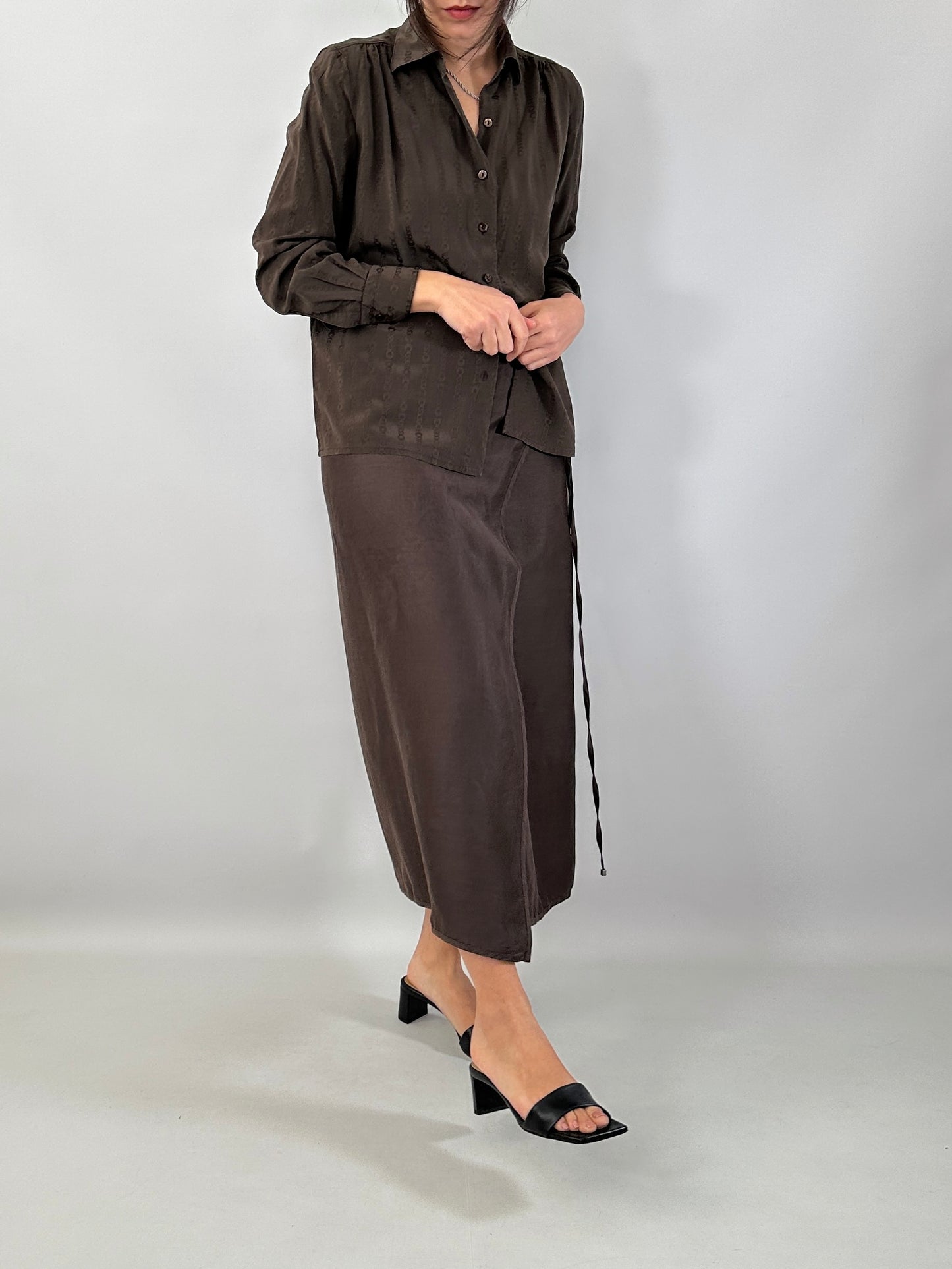 Max Mara wrap chocolate skirt