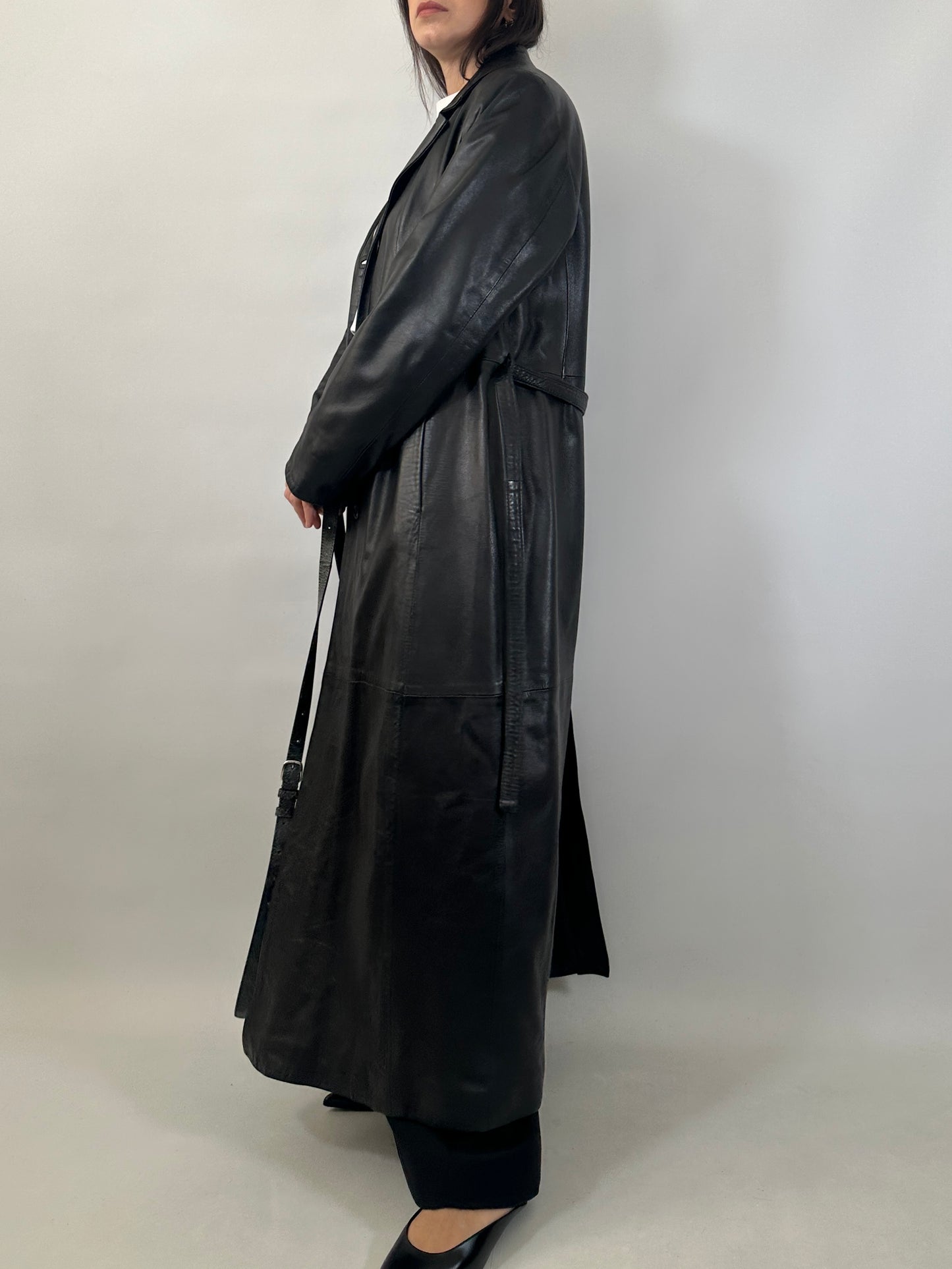 Extra-Long Soft Leather Coat