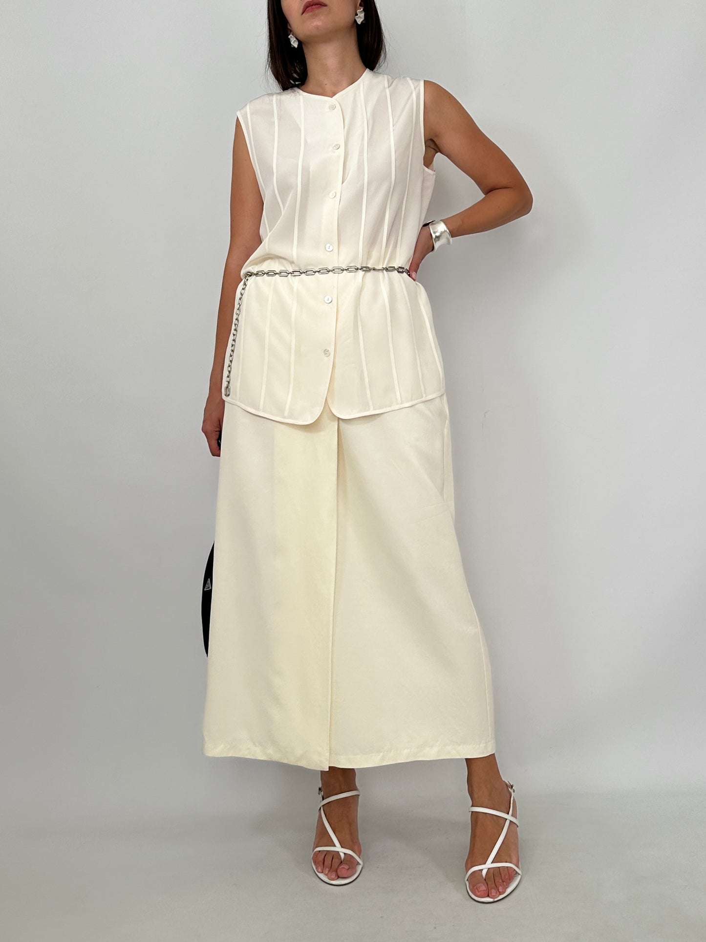 Vintage Pleated Silk Shell Top