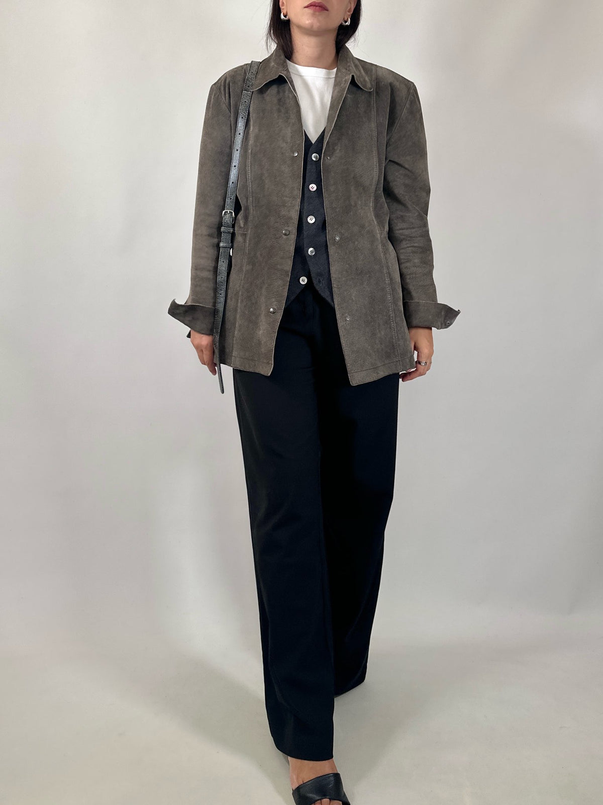 Vintage Grey Suede Leather Jacket