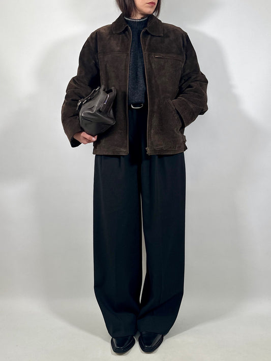 Brown Leather Zipped Jacket