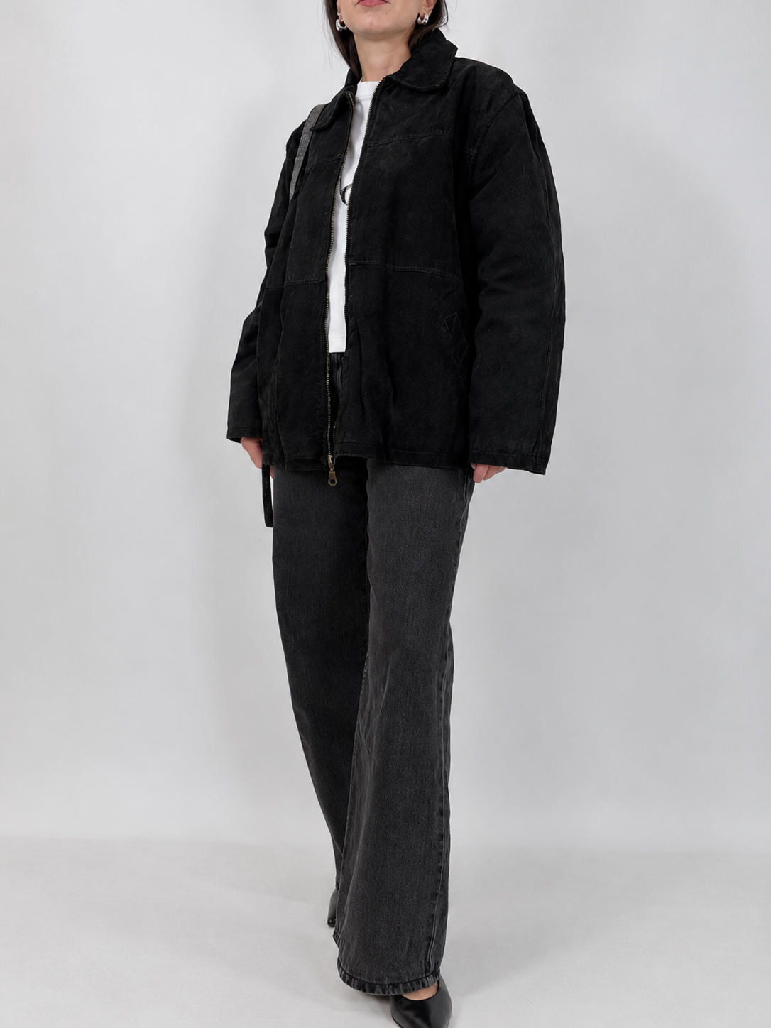 Black Suede Zip-up Jacket