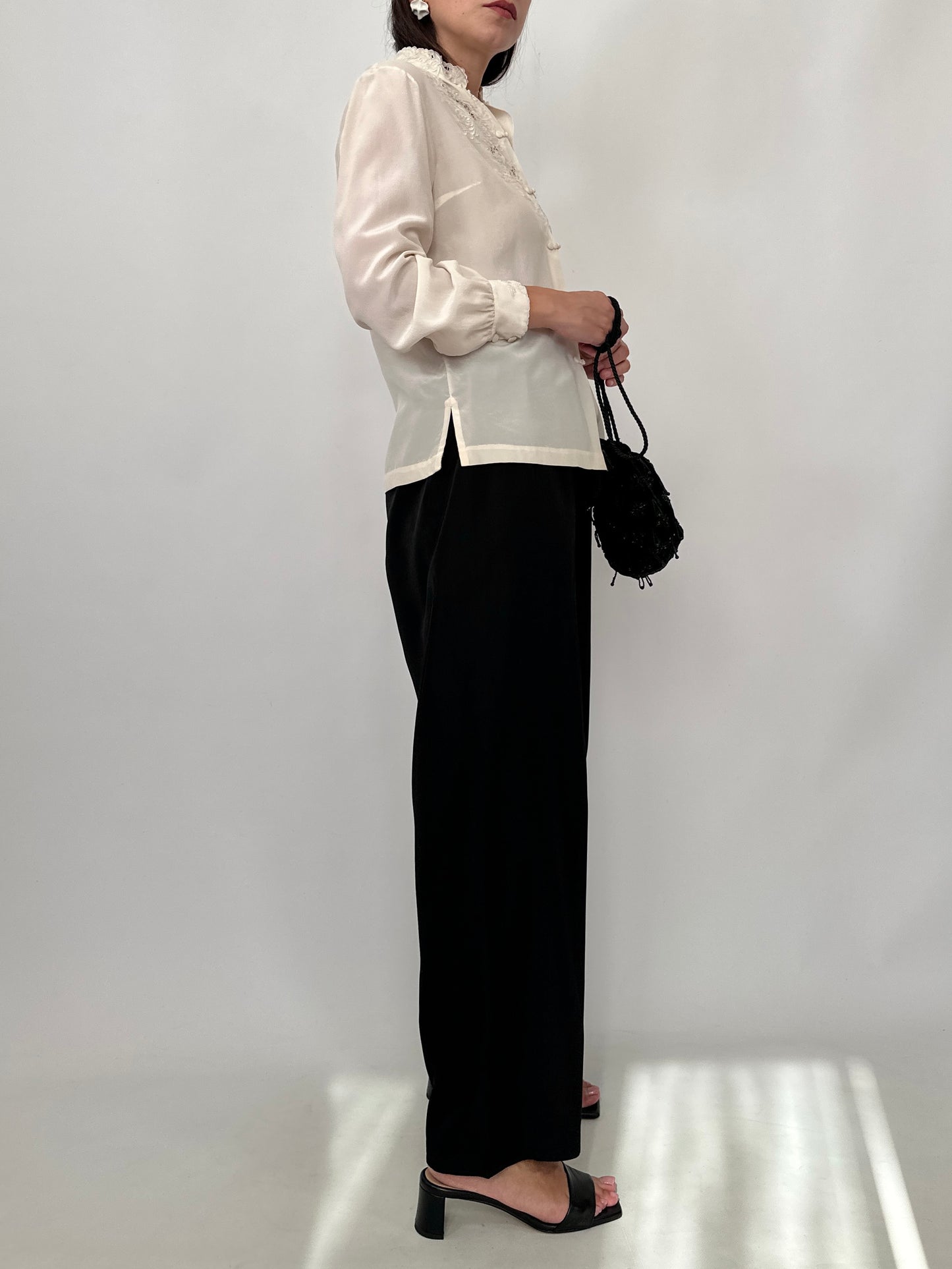 Hand-Embroidered Vintage Silk Blouse