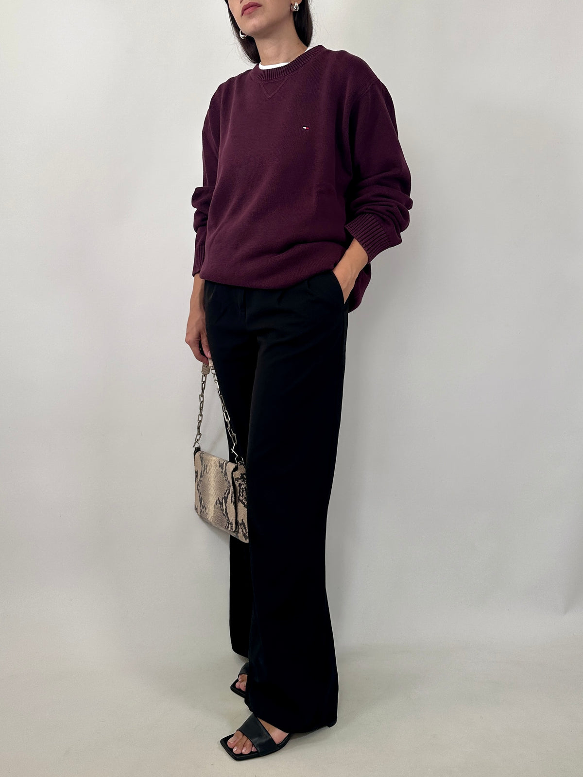 Tommy Hilfiger Burgundy Cotton Sweater