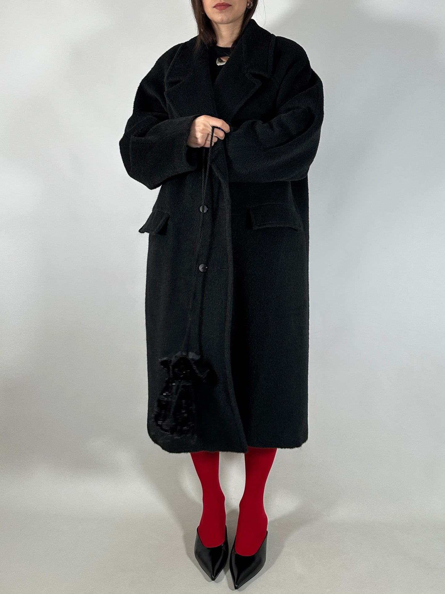 Vintage Black Alpaca Coat