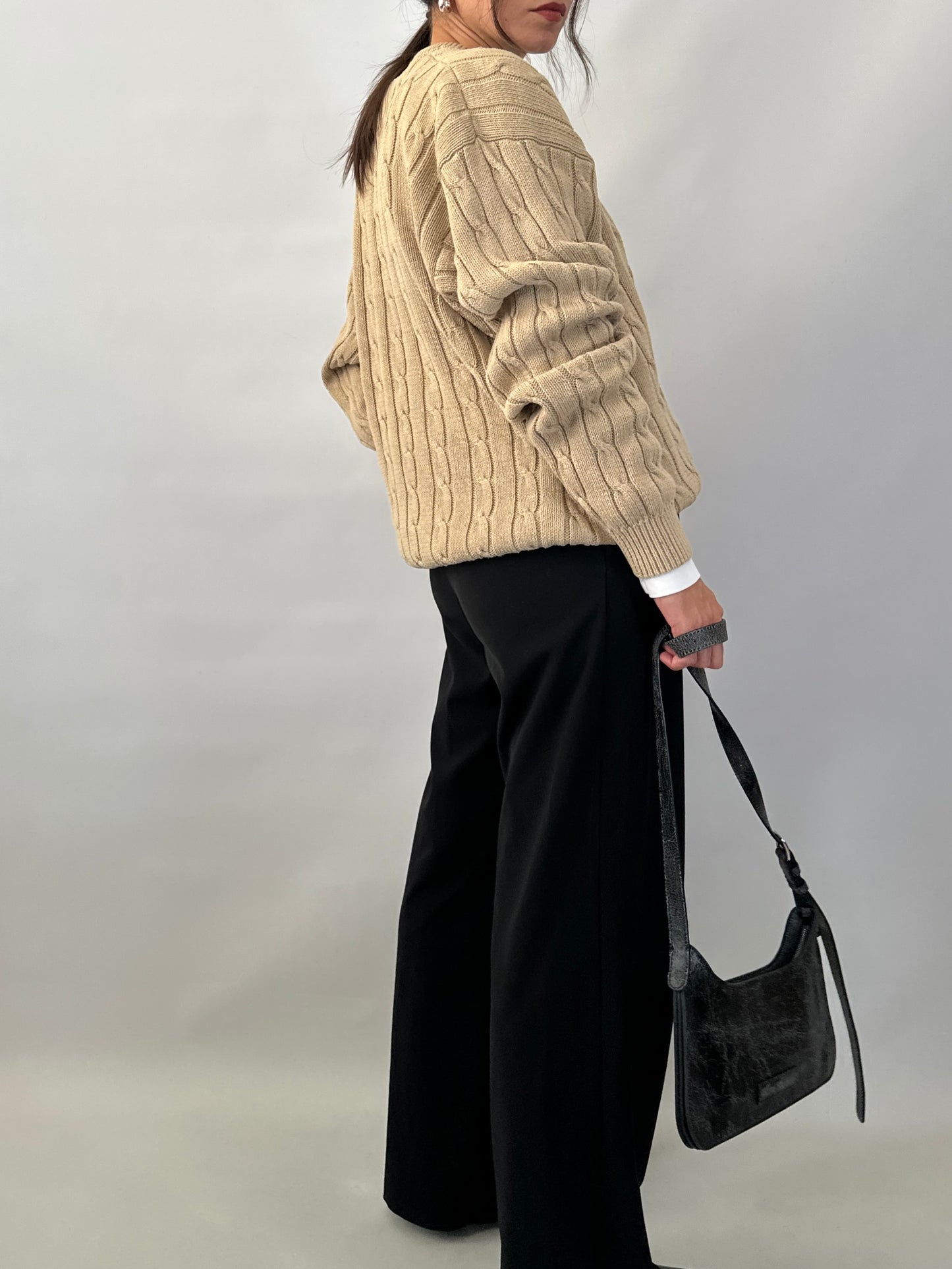 Cable-knit cotton sweater