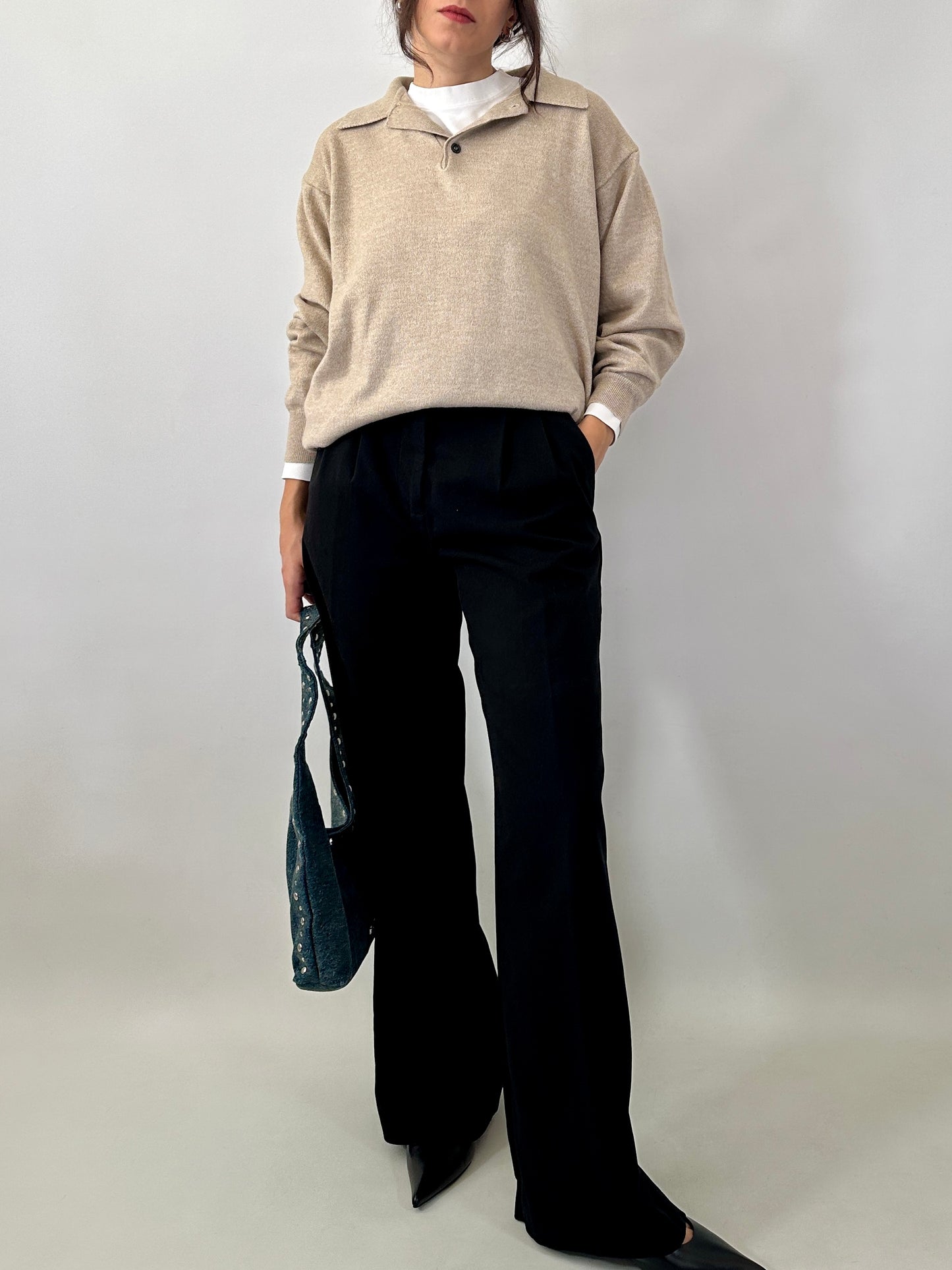 Polo neck wool sweater