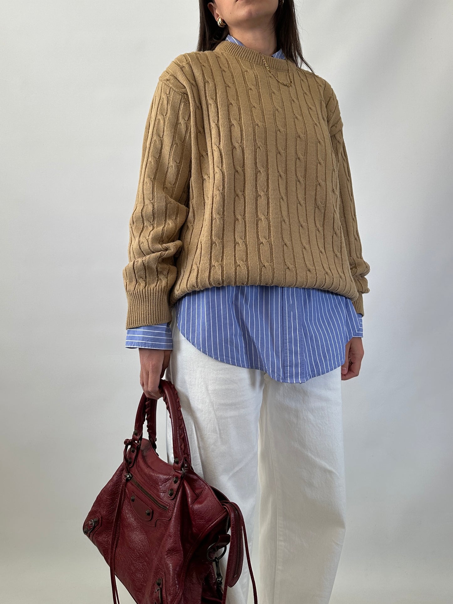 Cable-knit oversized sweater
