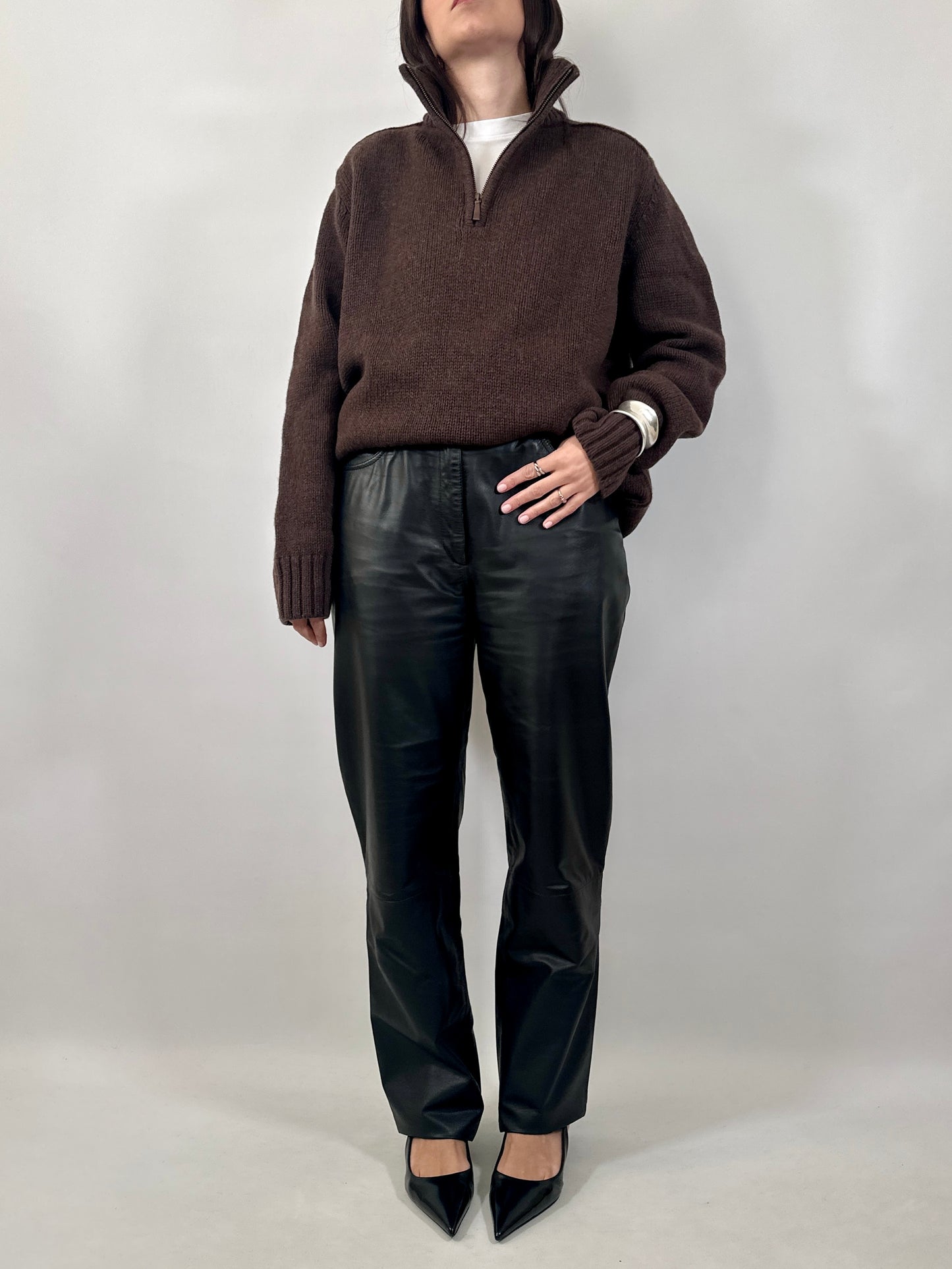 Vintage Leather Five-Pocket Trousers